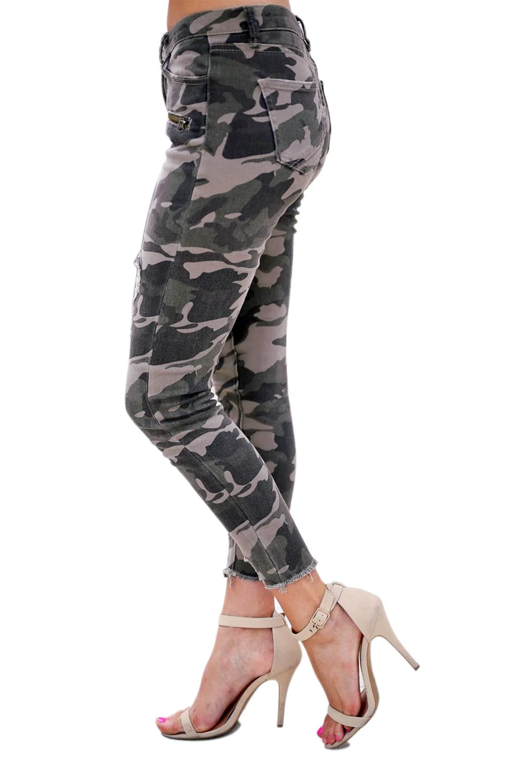 Cammie Camo Distressed Pants Plus