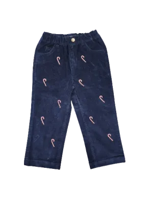 Candy Cane Corduroy Pants - Navy