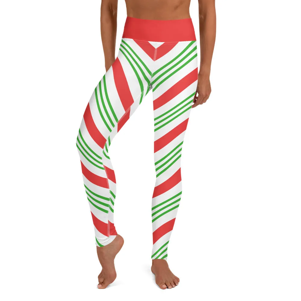 Candy Cane High-waist Yoga Leggings