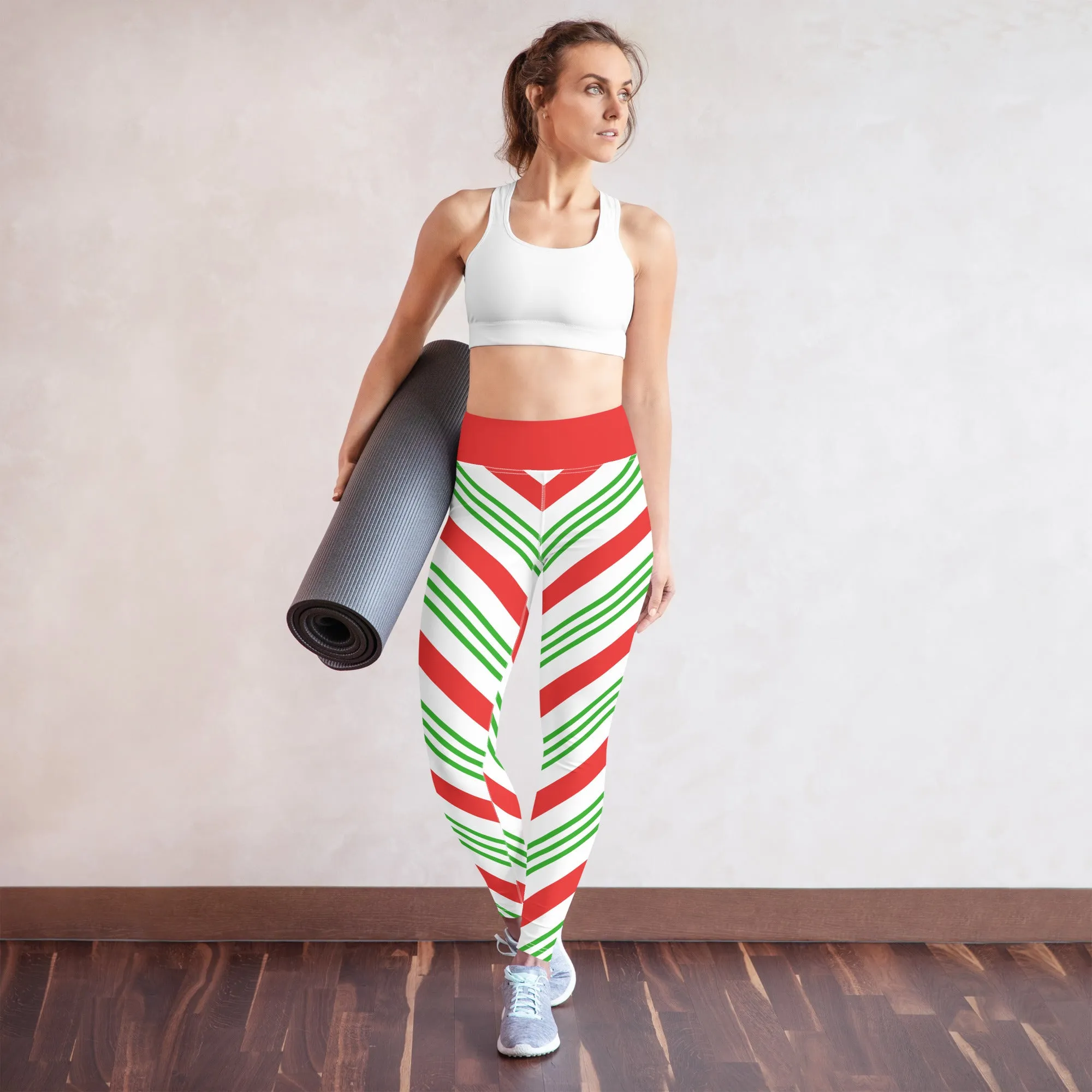 Candy Cane High-waist Yoga Leggings
