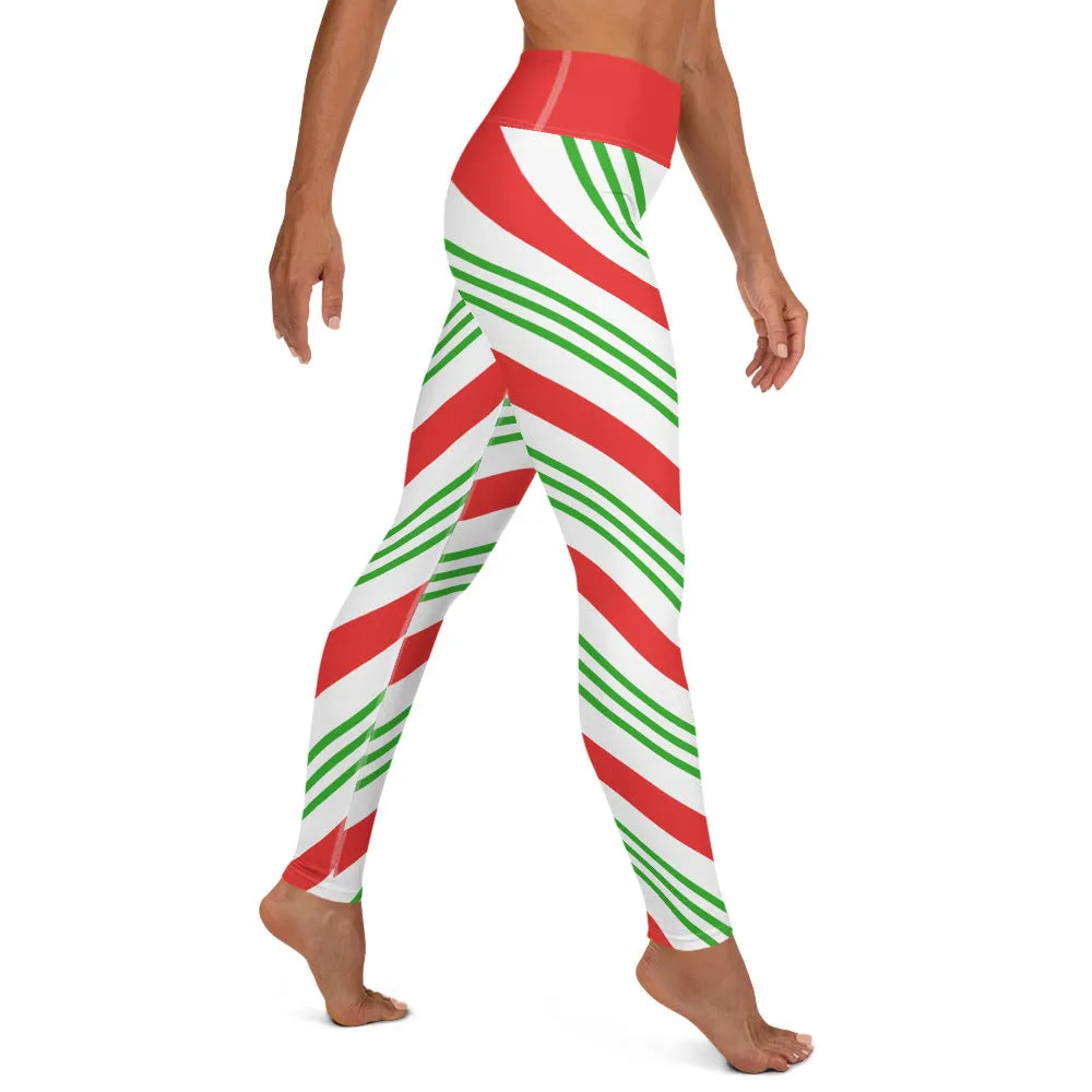 Candy Cane High-waist Yoga Leggings