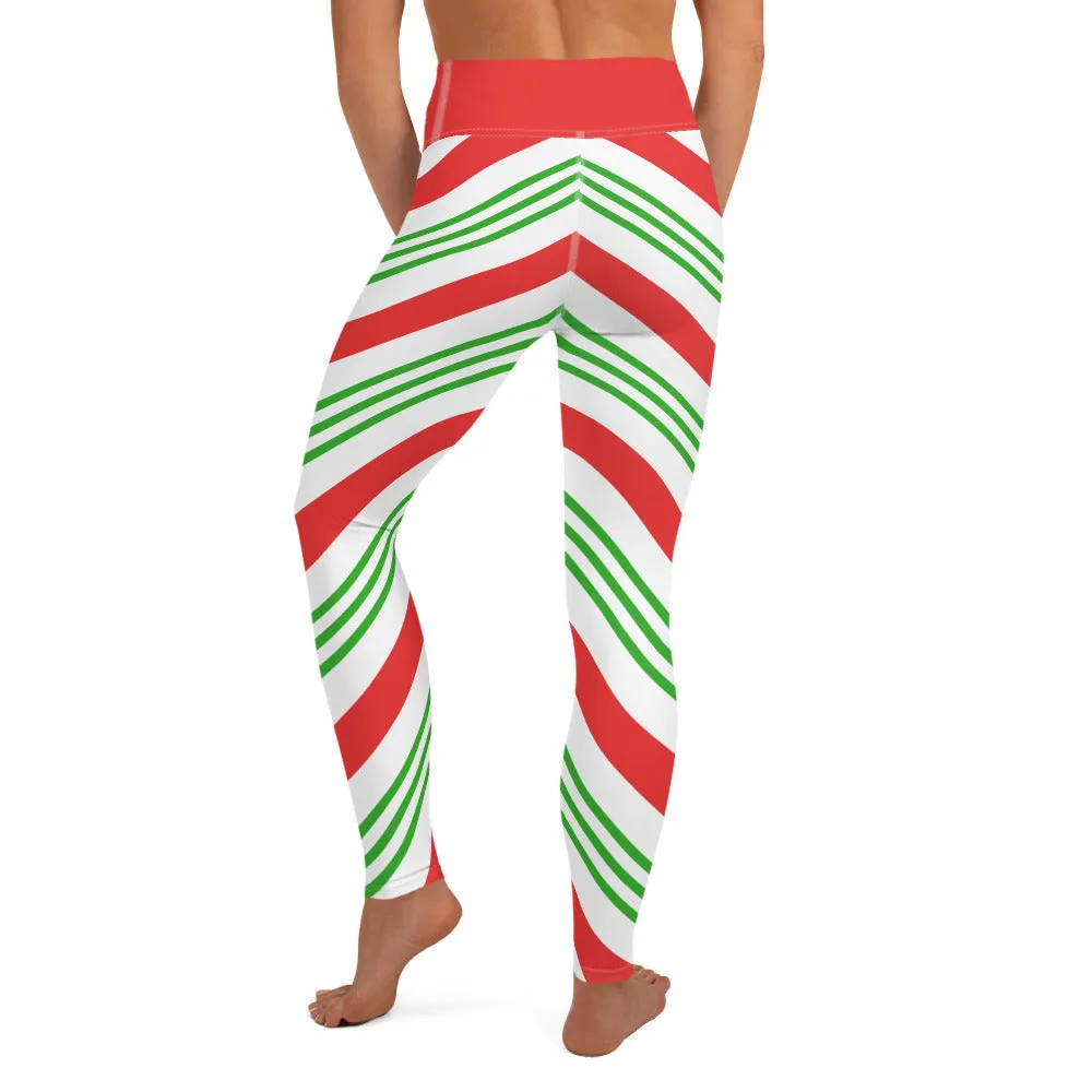 Candy Cane High-waist Yoga Leggings
