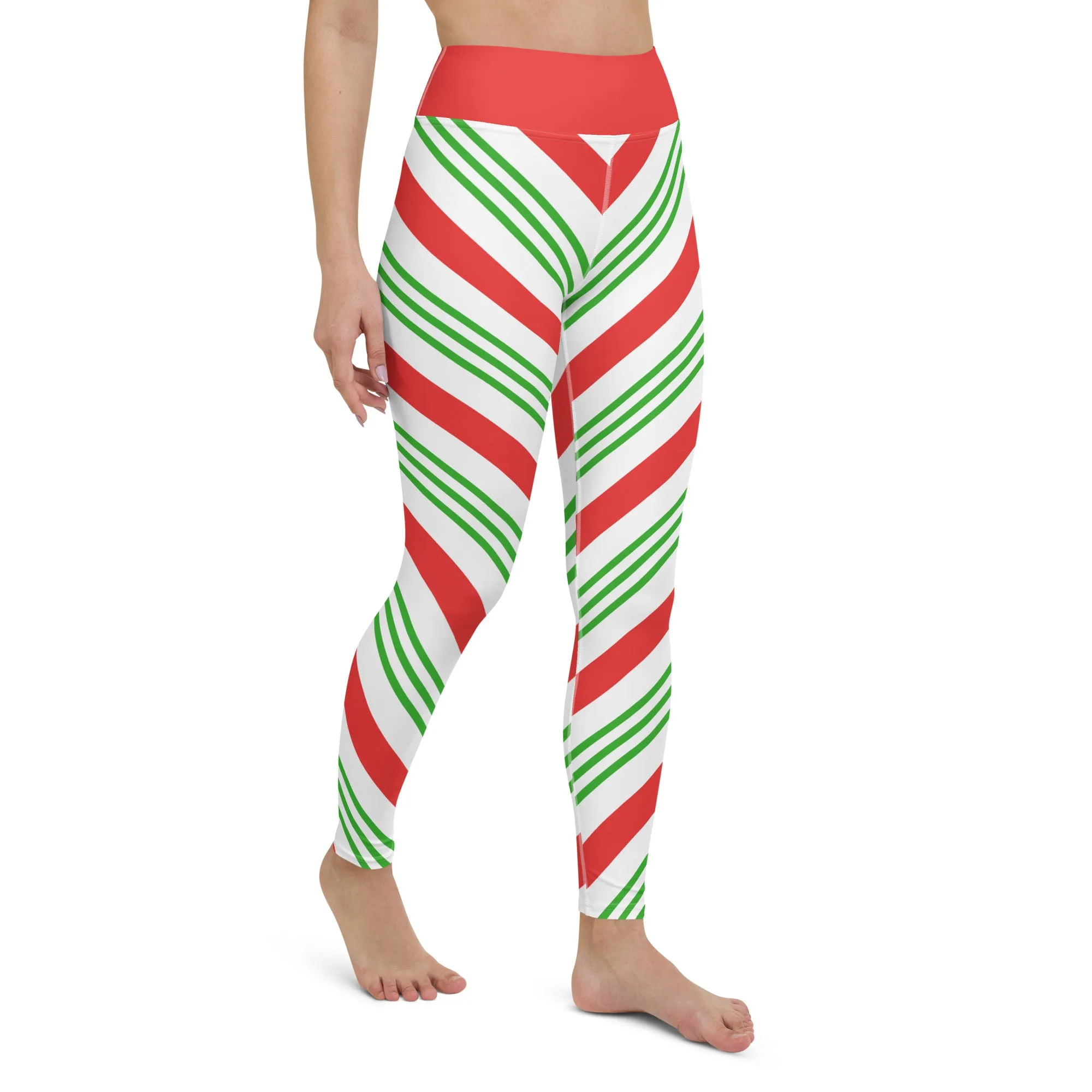 Candy Cane High-waist Yoga Leggings