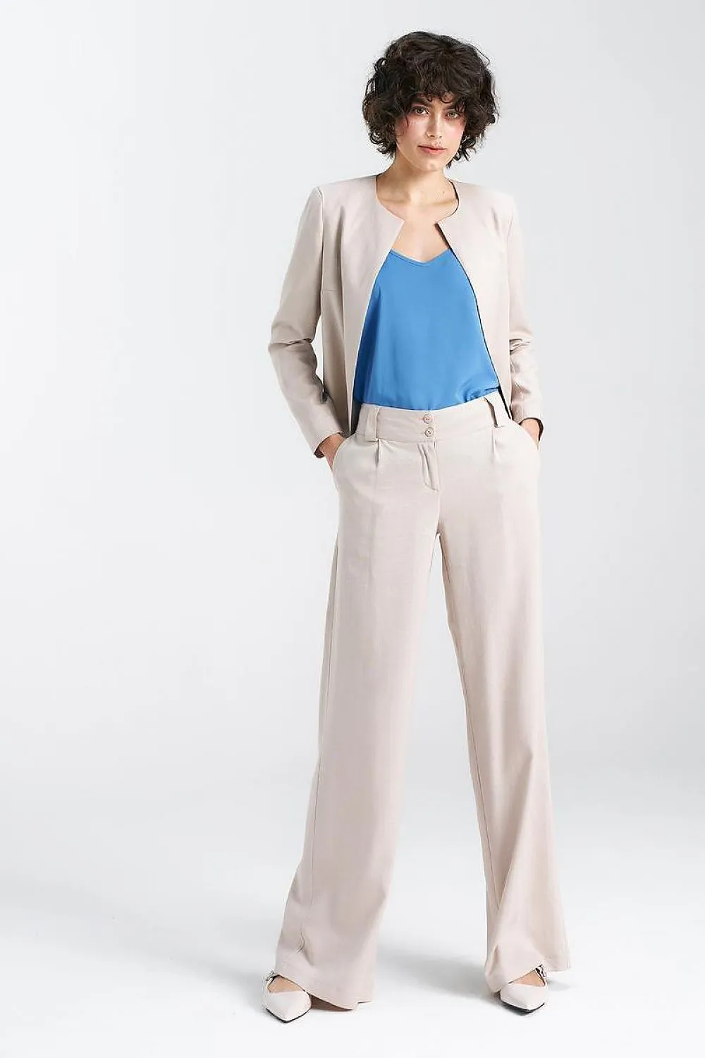 Capri Blue Wide-Leg Trousers
