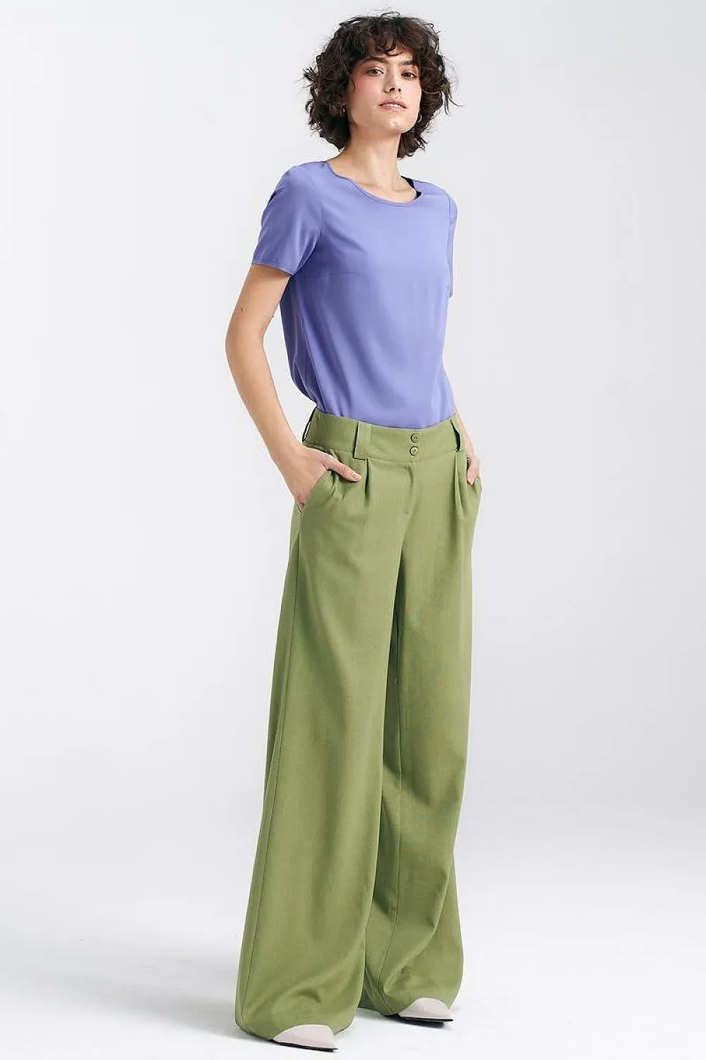 Capri Blue Wide-Leg Trousers