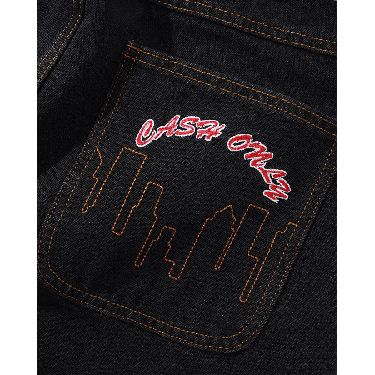 Cash Only - Logo Baggy Denim Jeans Washed Black