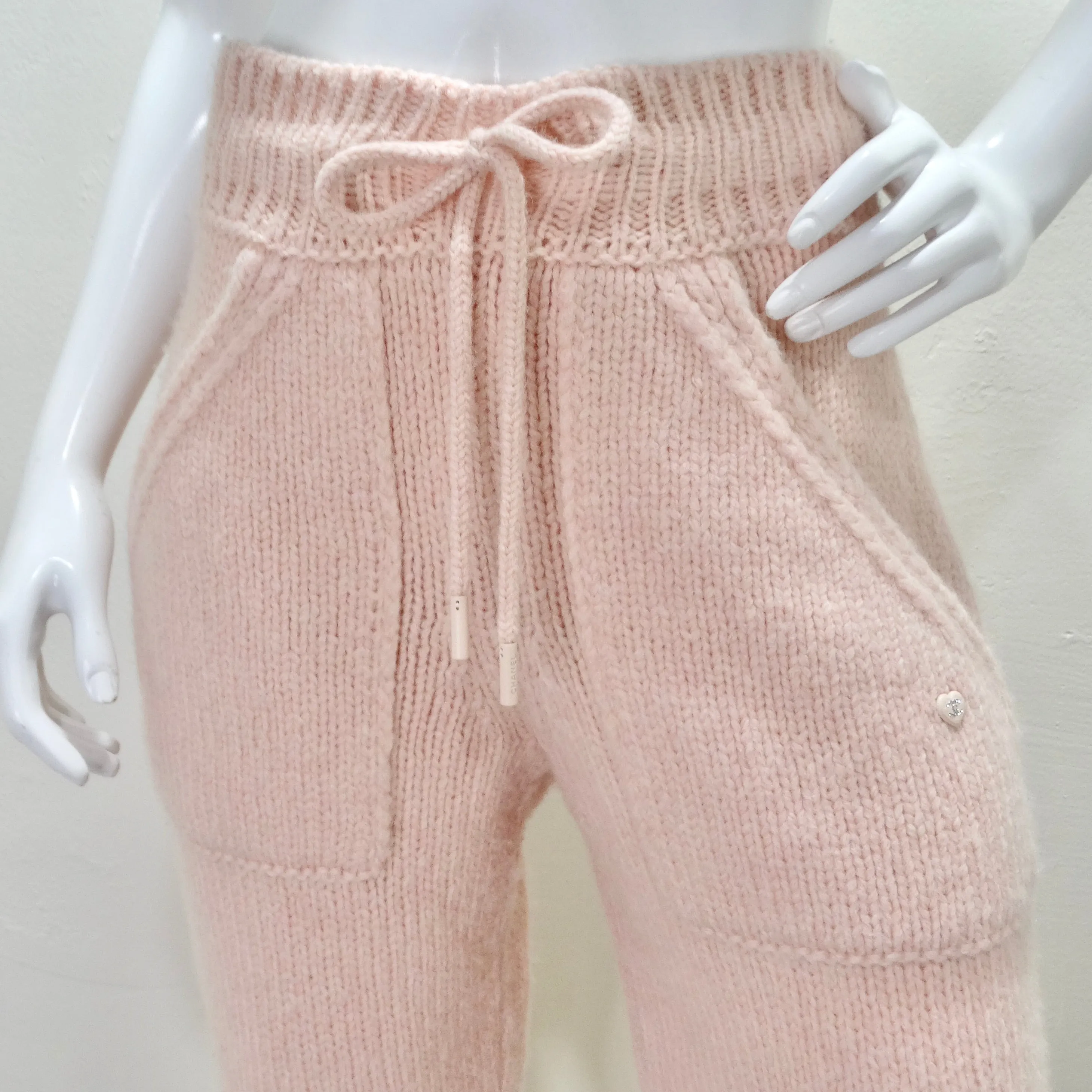 Chanel Pre Fall 2021 Pink Alpaca Knit Jogger Sweatpants