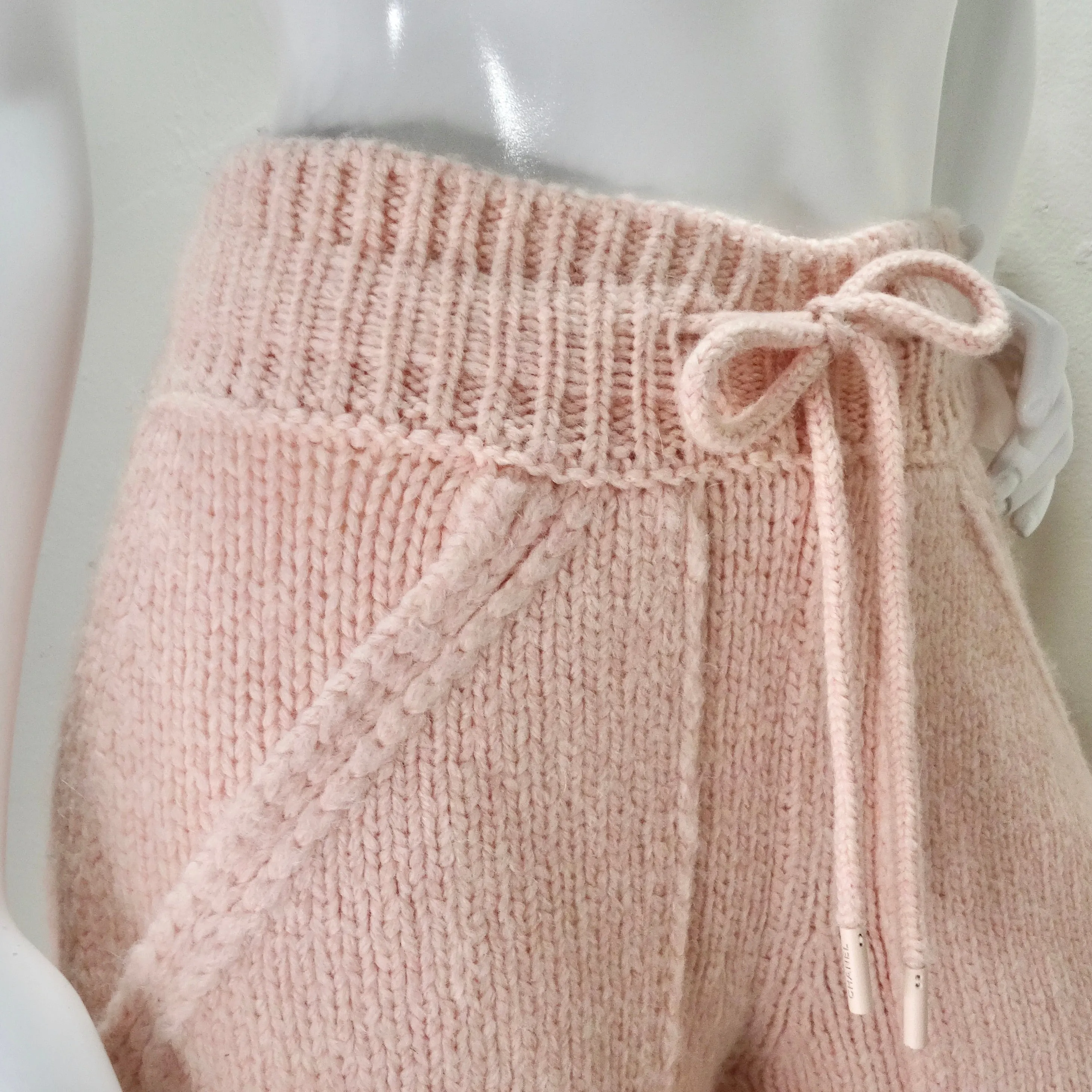 Chanel Pre Fall 2021 Pink Alpaca Knit Jogger Sweatpants