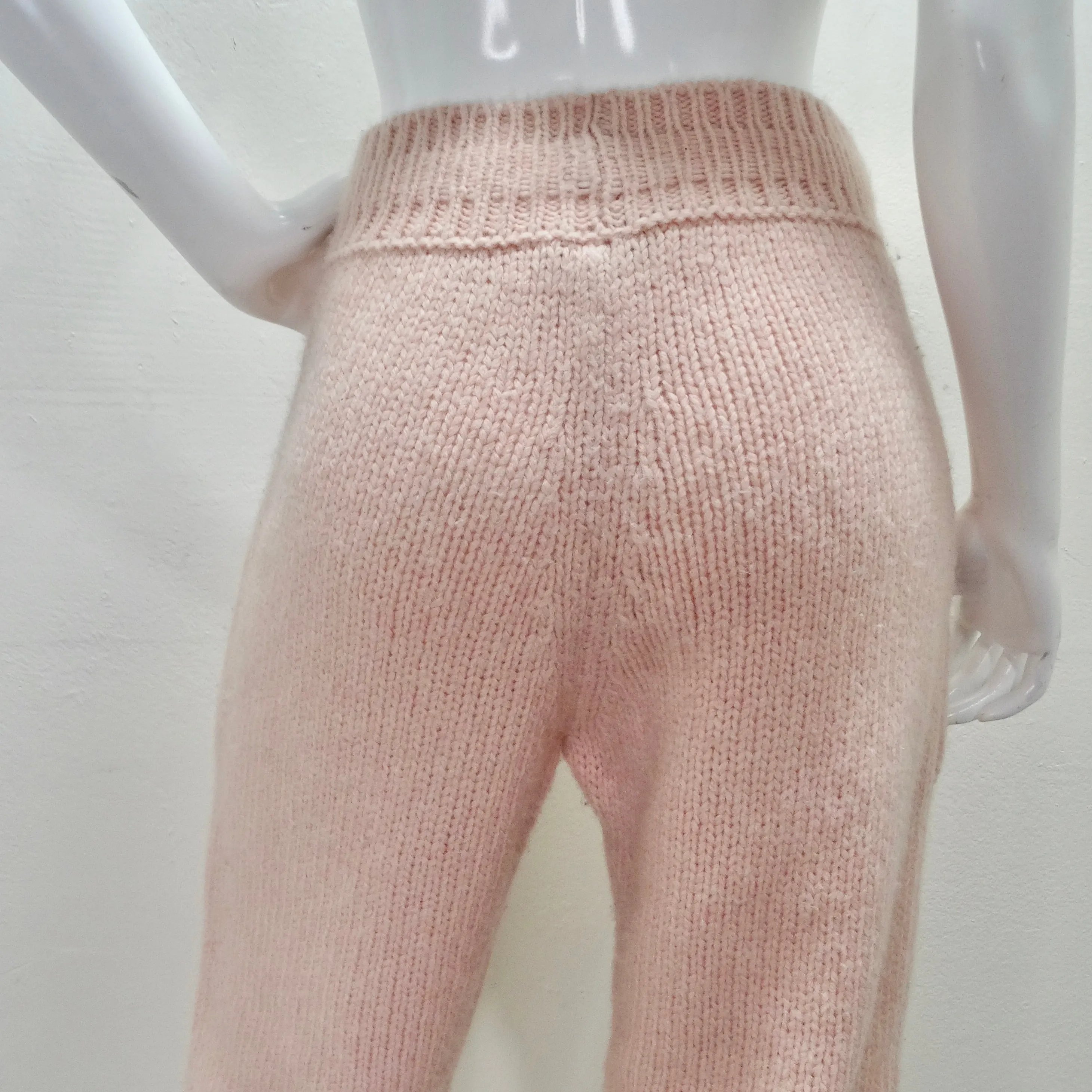 Chanel Pre Fall 2021 Pink Alpaca Knit Jogger Sweatpants