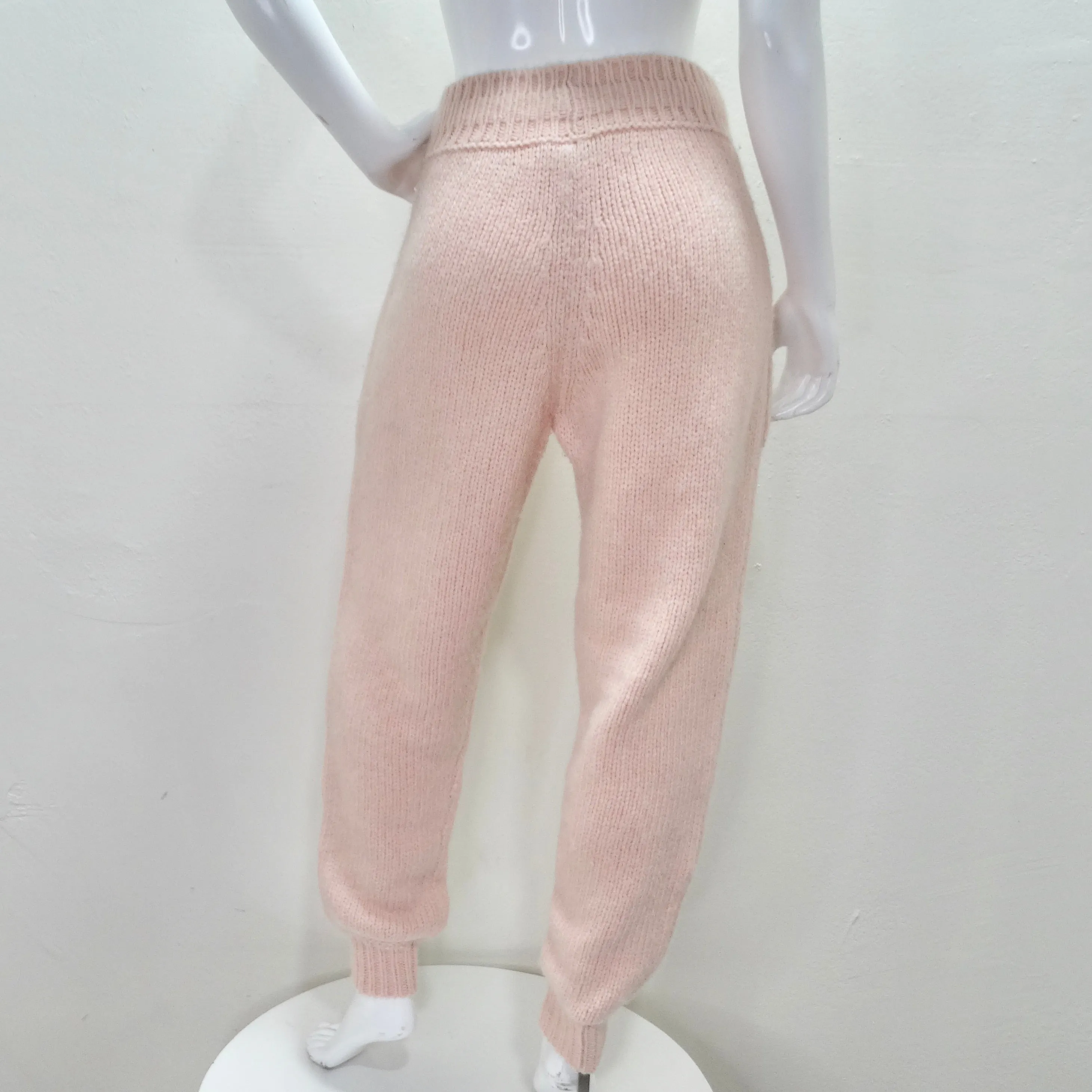 Chanel Pre Fall 2021 Pink Alpaca Knit Jogger Sweatpants