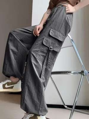 Charcoal Baggy Fit Cargo Track Pants