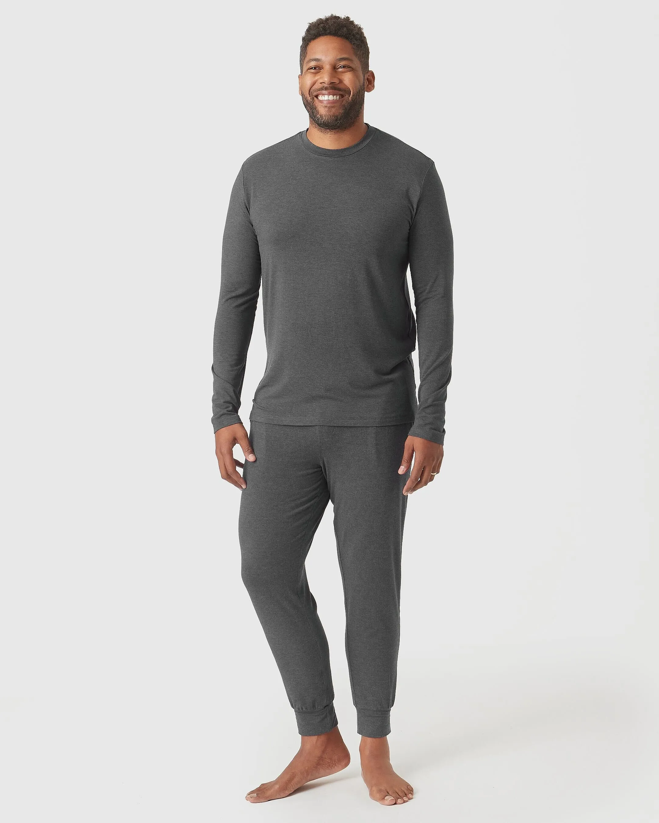 Charcoal Heather Gray Long Sleeve Loungewear Tee