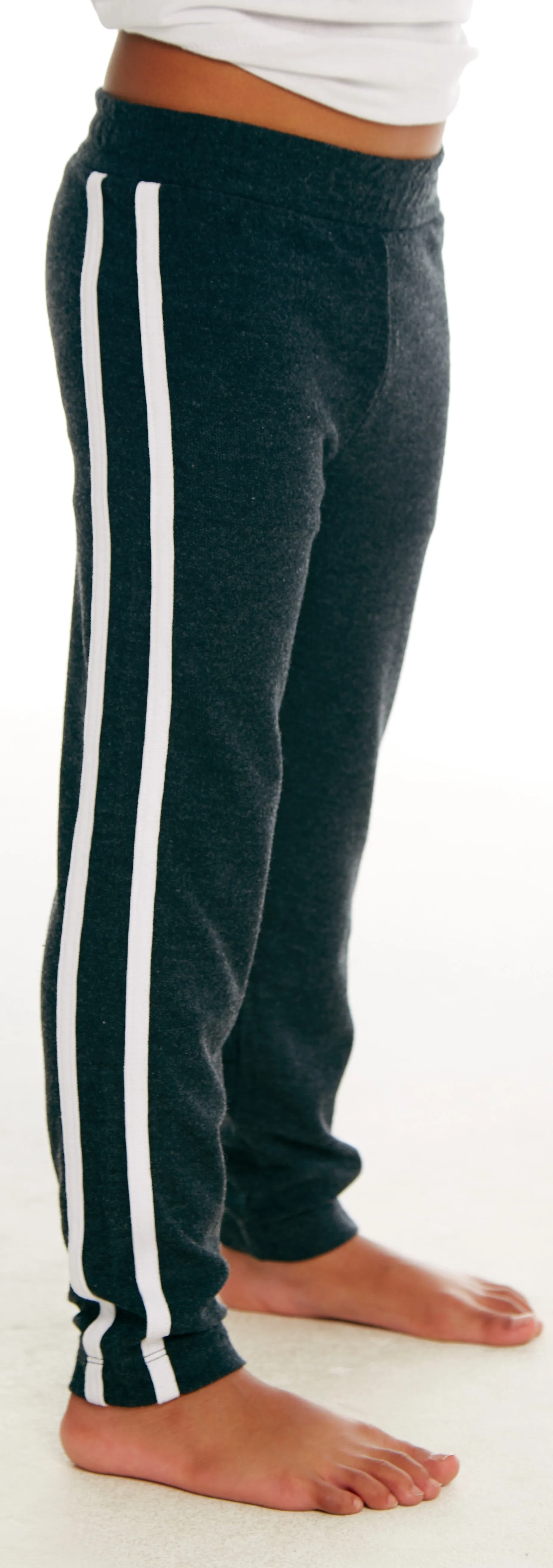 Chaser Boys Black & White Cozy Knit Track Pant