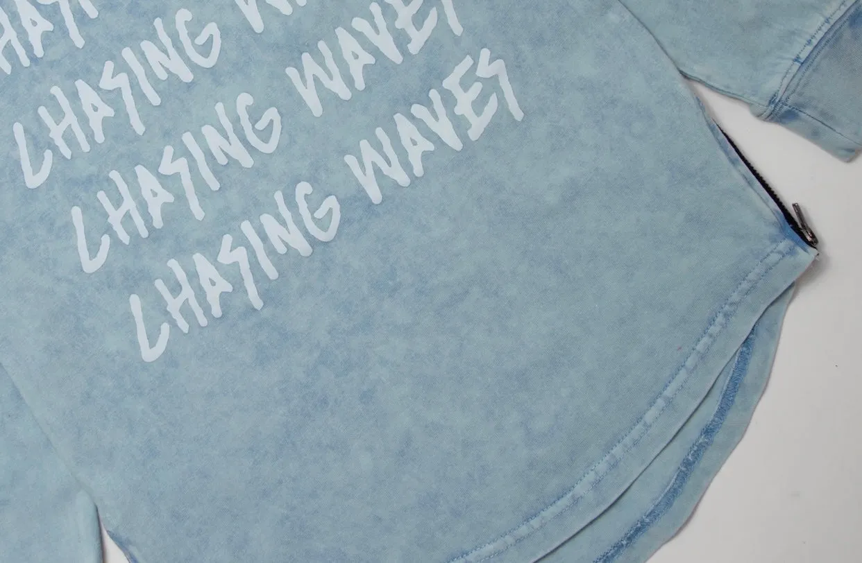 CHASING WAVES LONG SLEEVE - ACID WASH BLUE