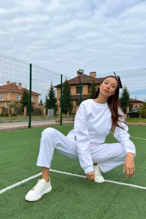 Classic High-waisted Sweatpants - Snow White