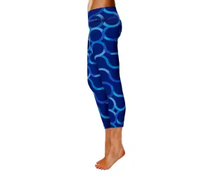Cobalt Blue Maze Capri Leggings