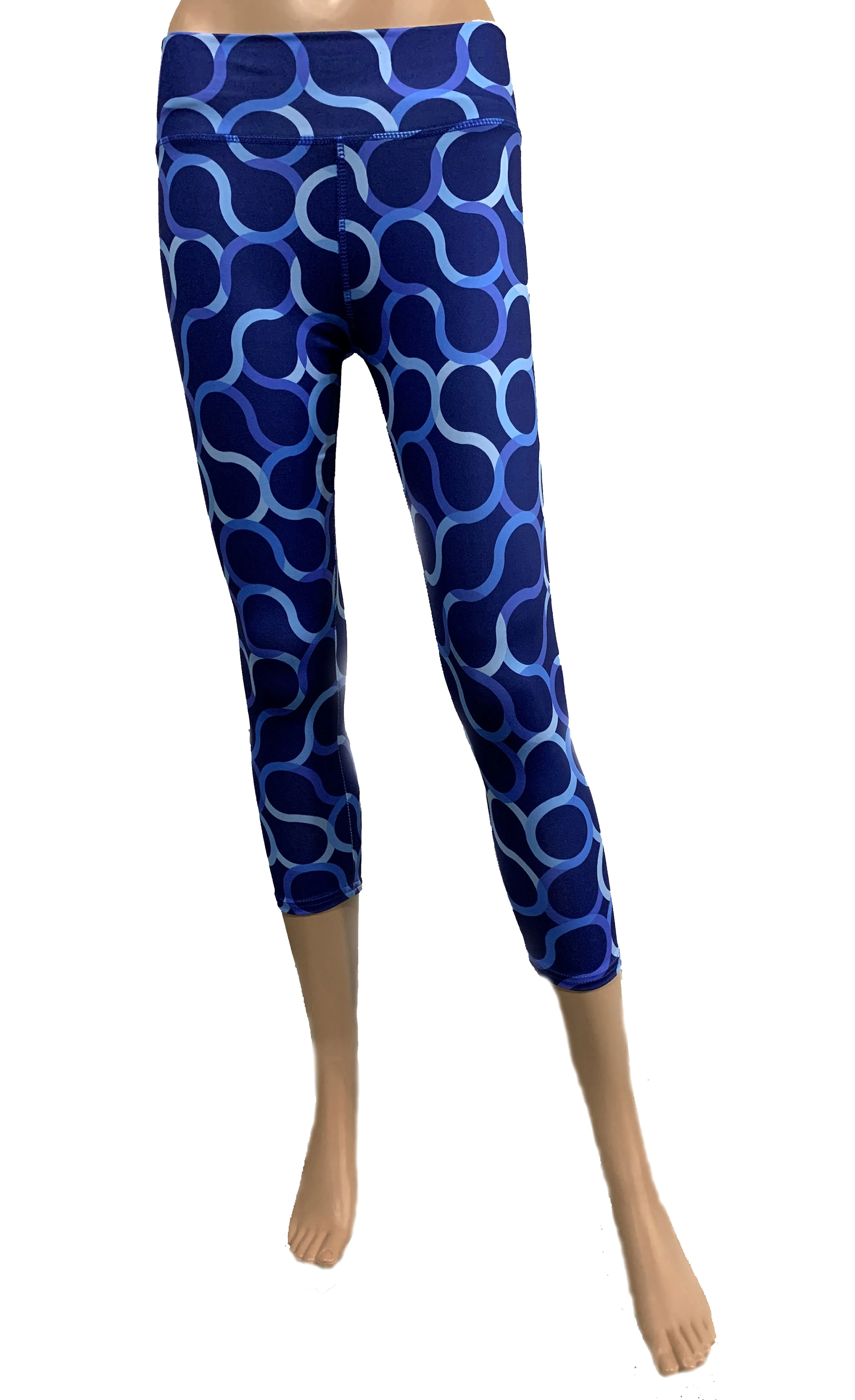 Cobalt Blue Maze Capri Leggings