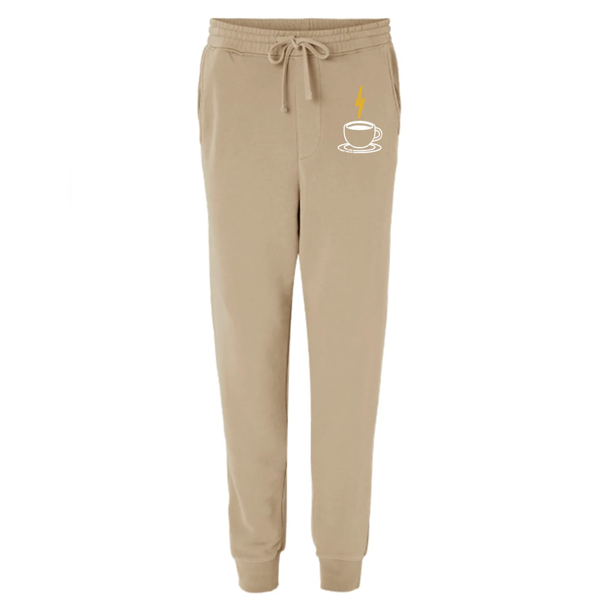 Coffee Bolt- Unisex Pigment Dyed Sweatpants - Sandstone