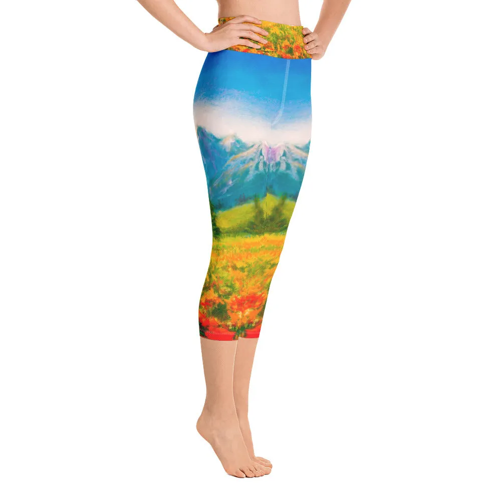 Colorado Mountains Painting - Yoga Capri Leggings