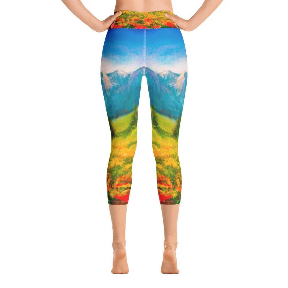 Colorado Mountains Painting - Yoga Capri Leggings