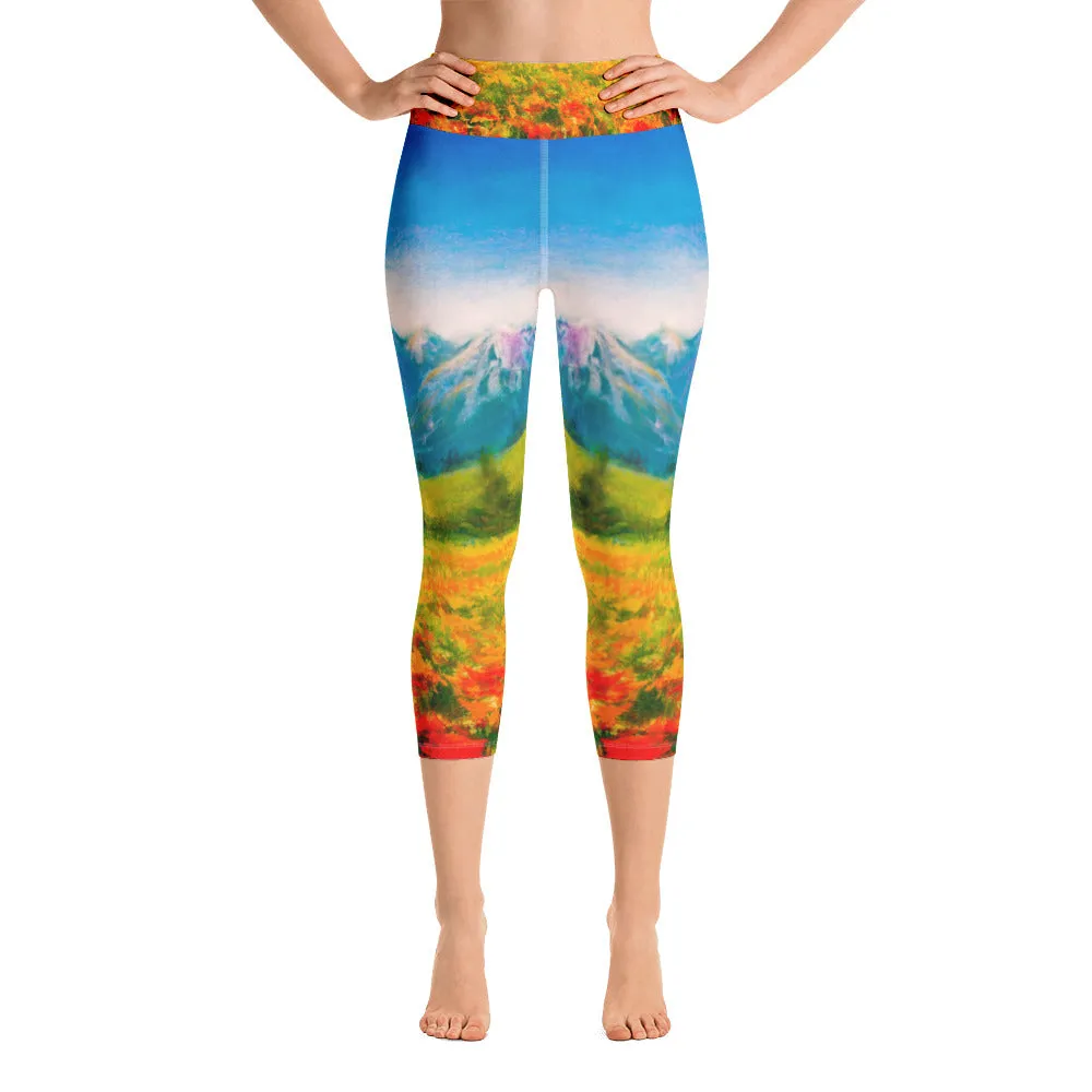 Colorado Mountains Painting - Yoga Capri Leggings