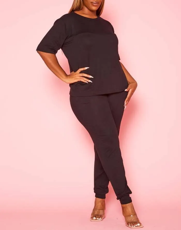 COMFORTABLE HALF SLEEVE JOGGER PANTS SET - PL1080
