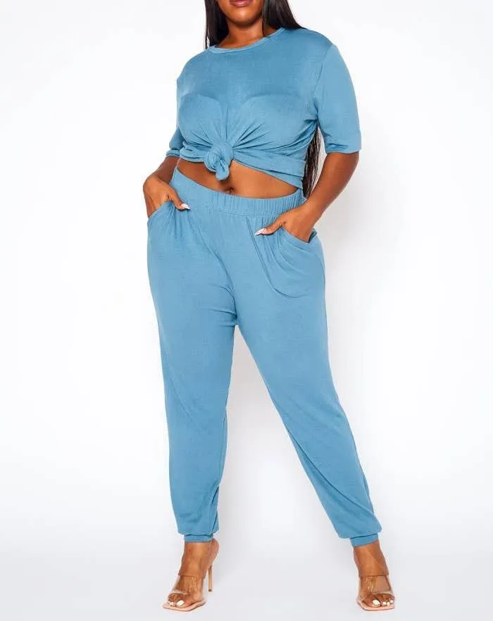 COMFORTABLE HALF SLEEVE JOGGER PANTS SET - PL1080