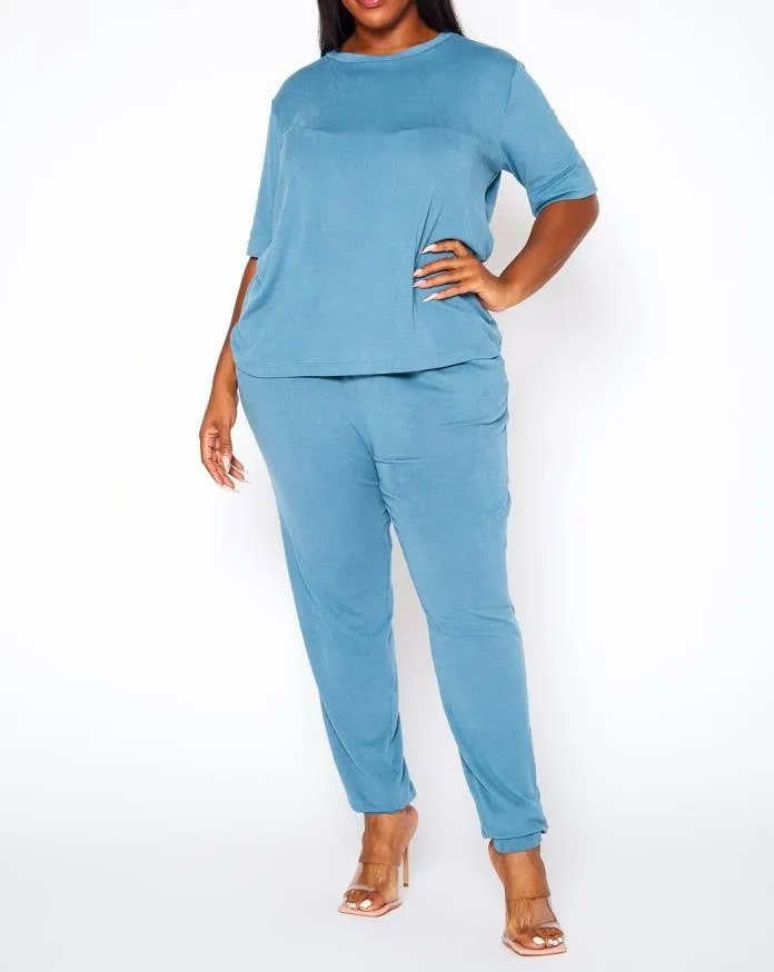 COMFORTABLE HALF SLEEVE JOGGER PANTS SET - PL1080