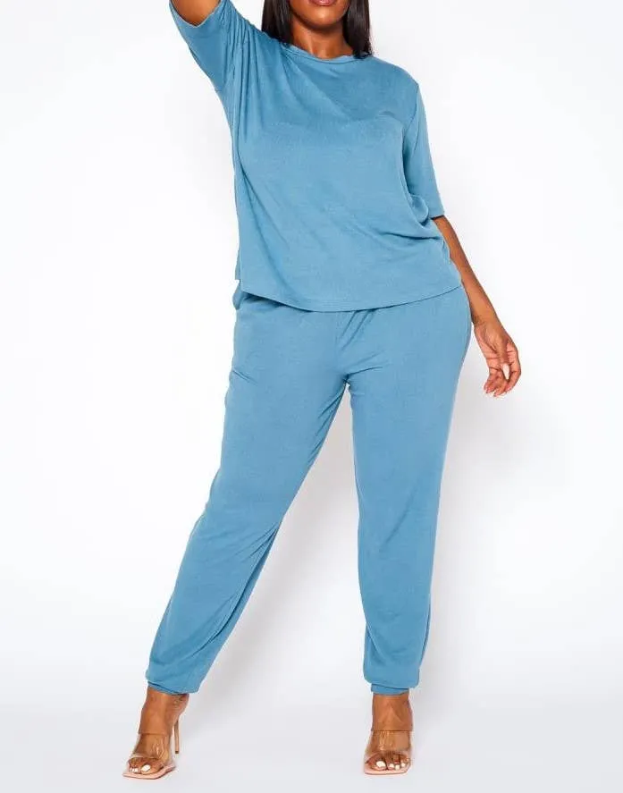 COMFORTABLE HALF SLEEVE JOGGER PANTS SET - PL1080