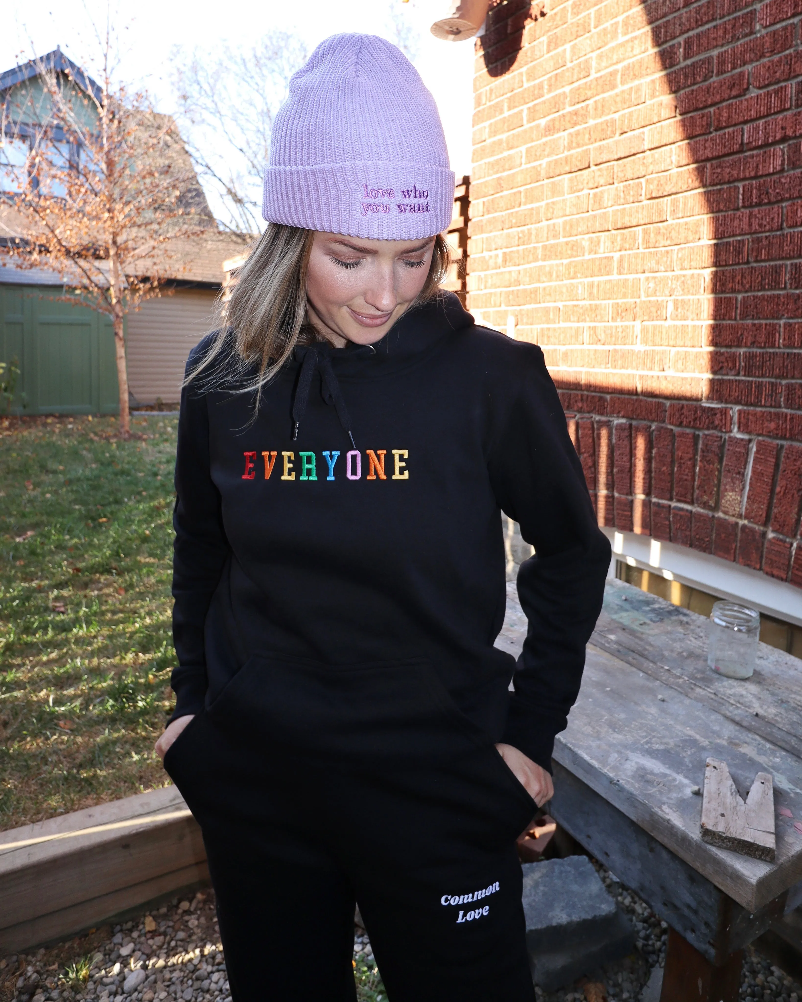 COMMON LOVE SWEATPANTS (Black/Embroidered Logo)