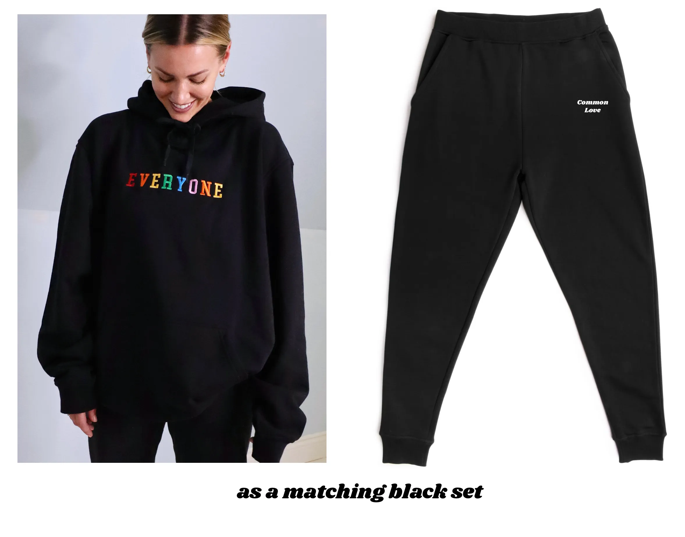 COMMON LOVE SWEATPANTS (Black/Embroidered Logo)