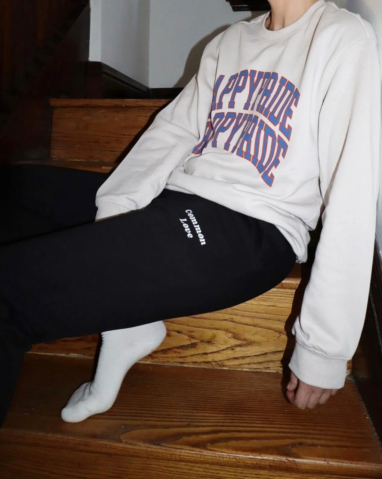 COMMON LOVE SWEATPANTS (Black/Embroidered Logo)