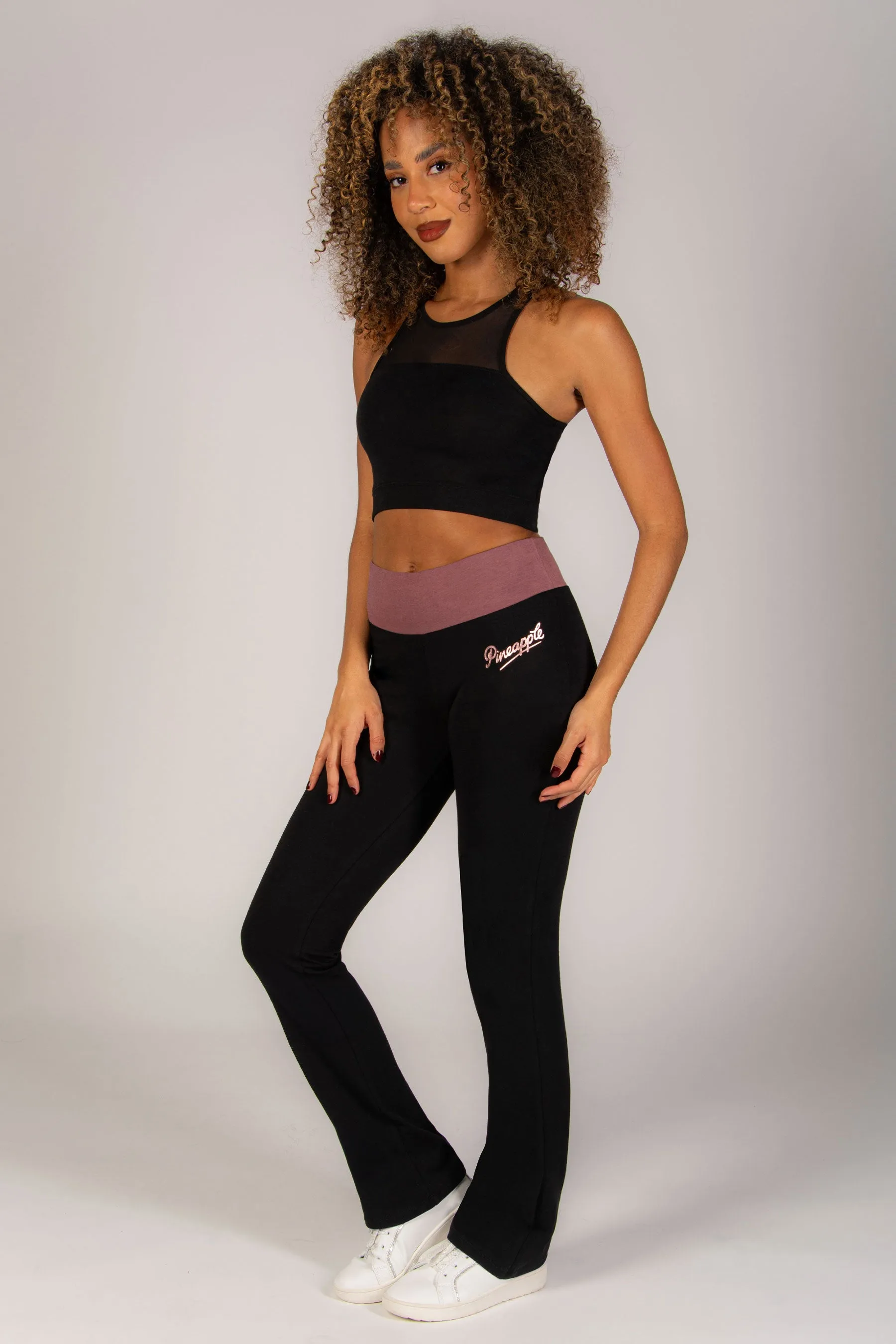 Contrast Band Bootcut Jersey Trousers