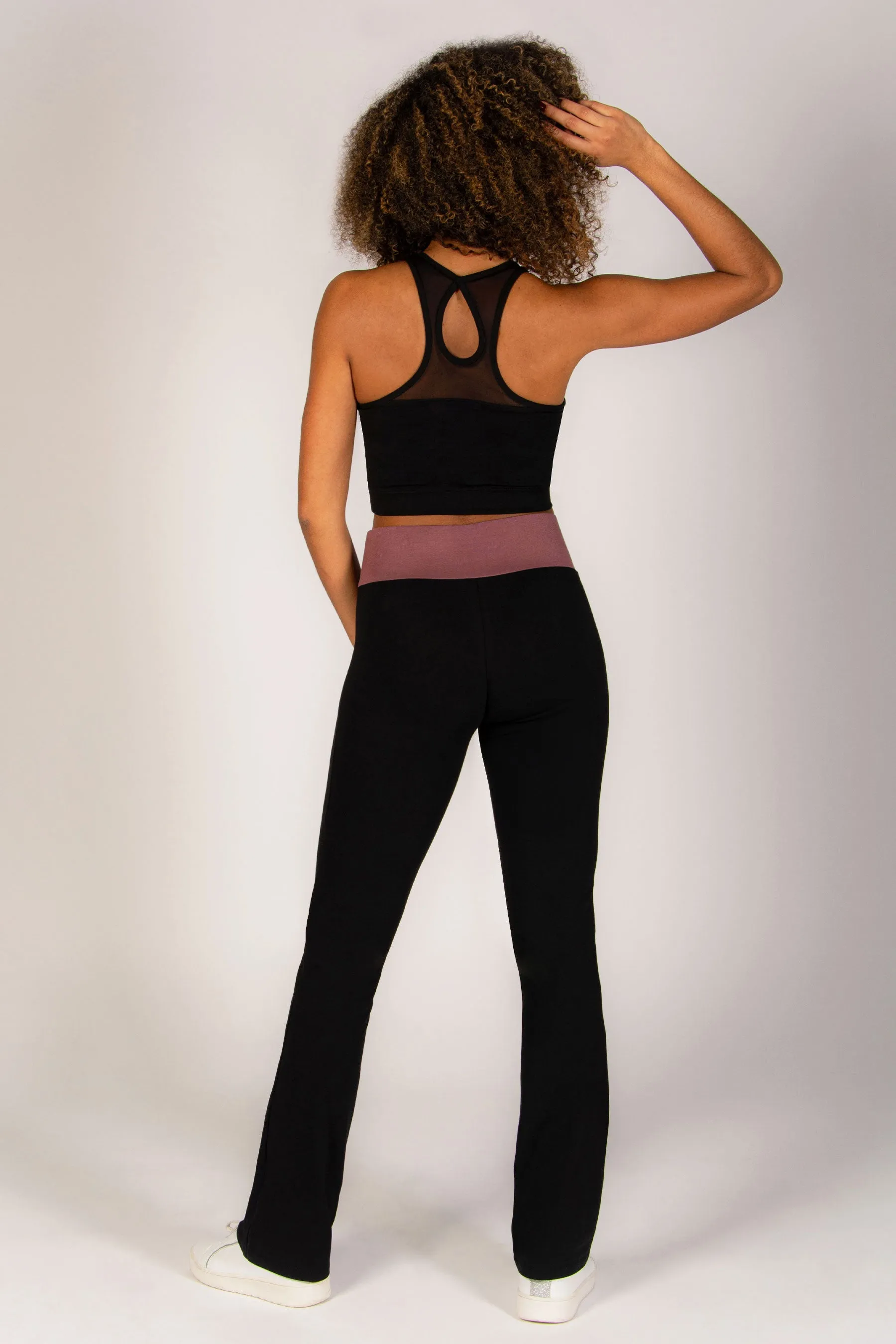 Contrast Band Bootcut Jersey Trousers