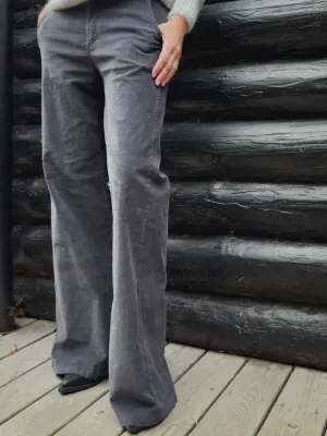 CORDUROY PANTS WITH ELASTIC WAISTBAND - GREY