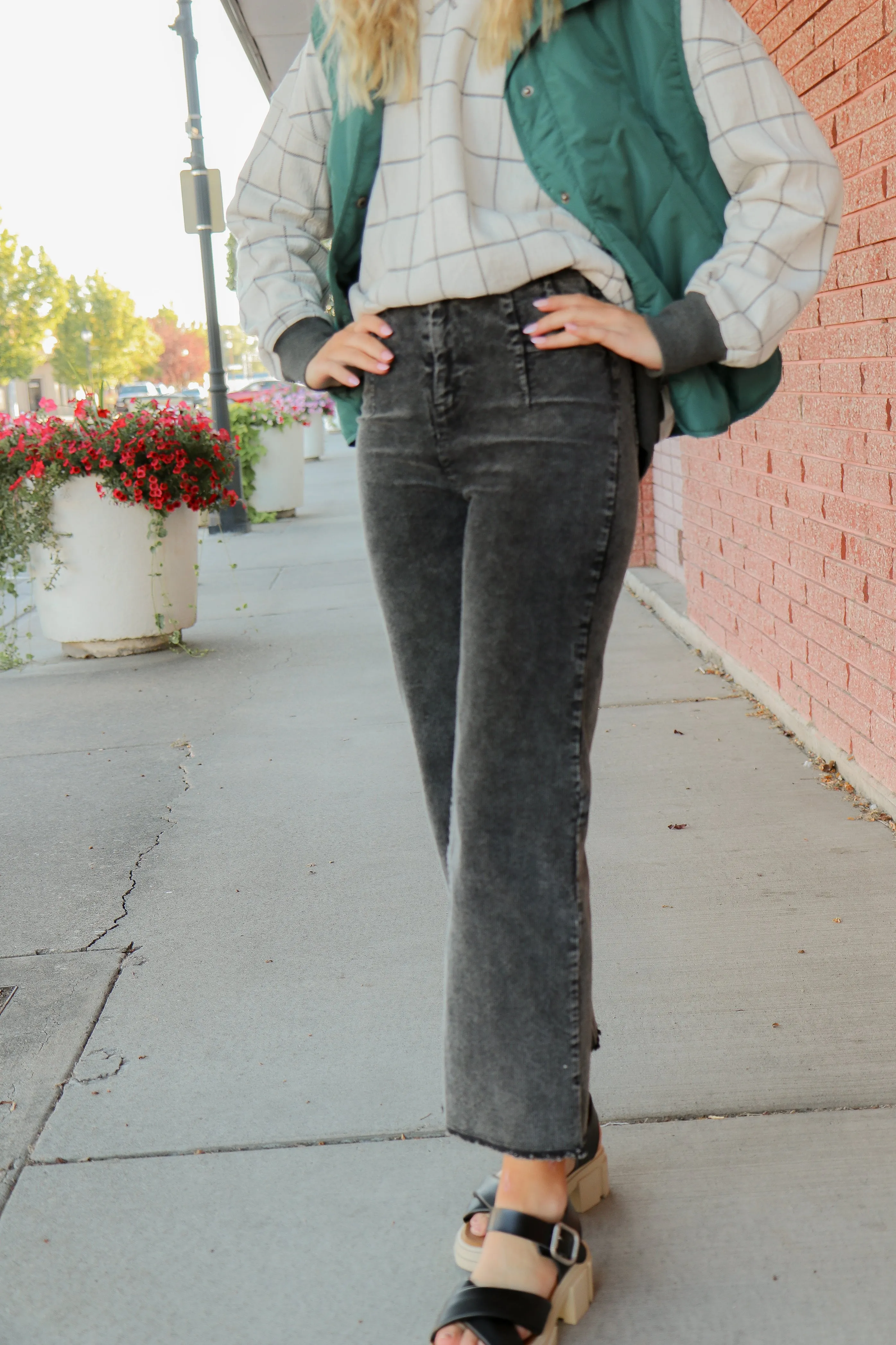 Corduroy Pants with Raw Hemline