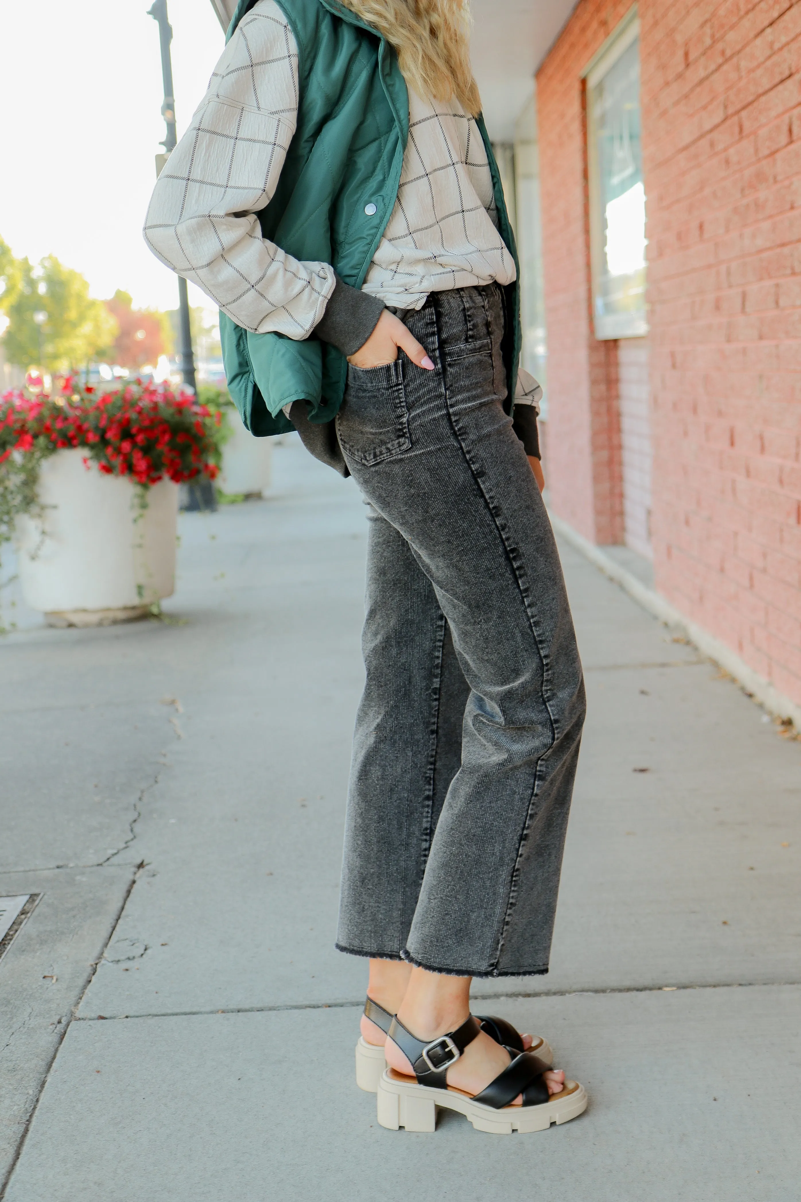 Corduroy Pants with Raw Hemline