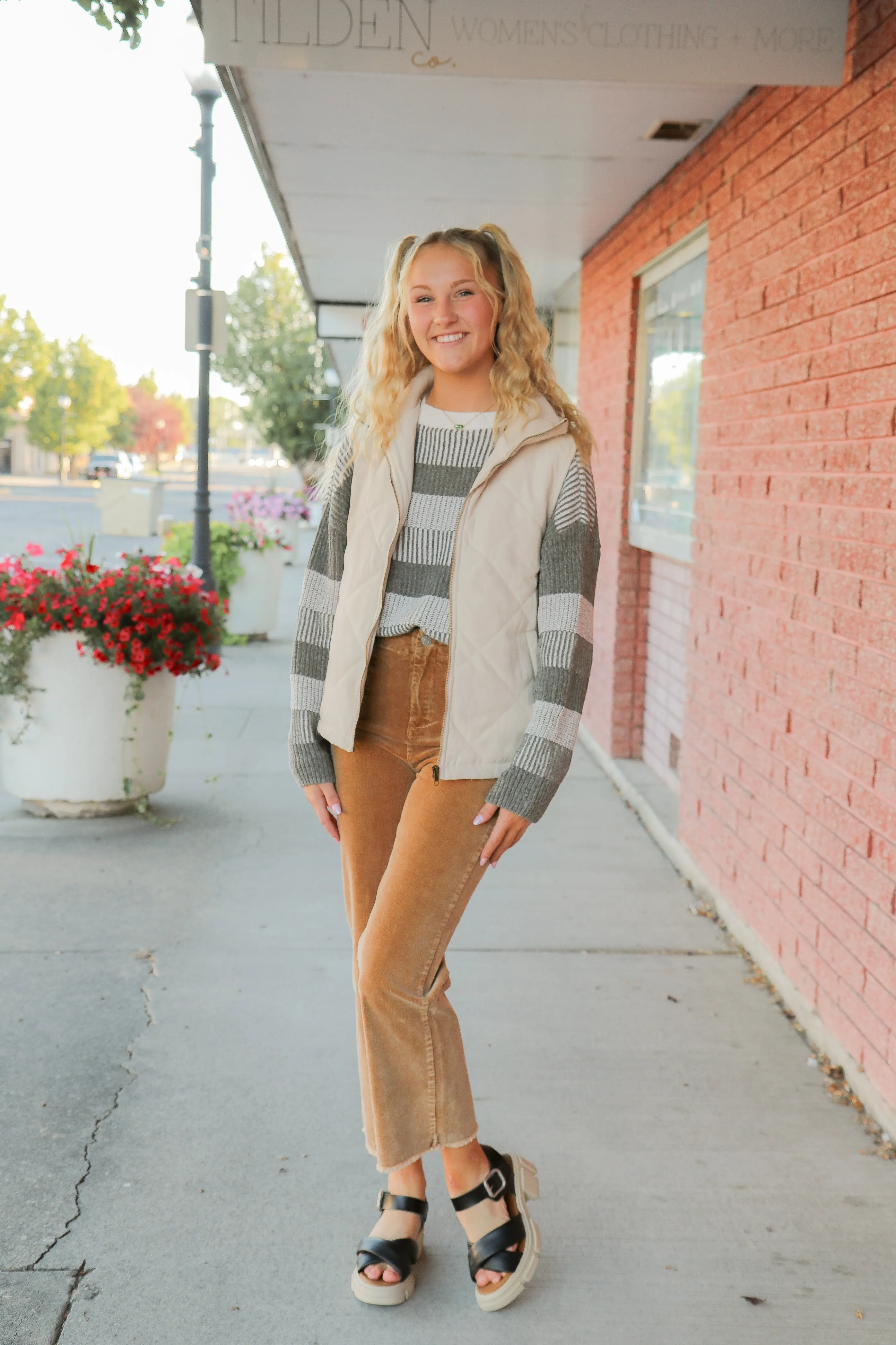 Corduroy Pants with Raw Hemline