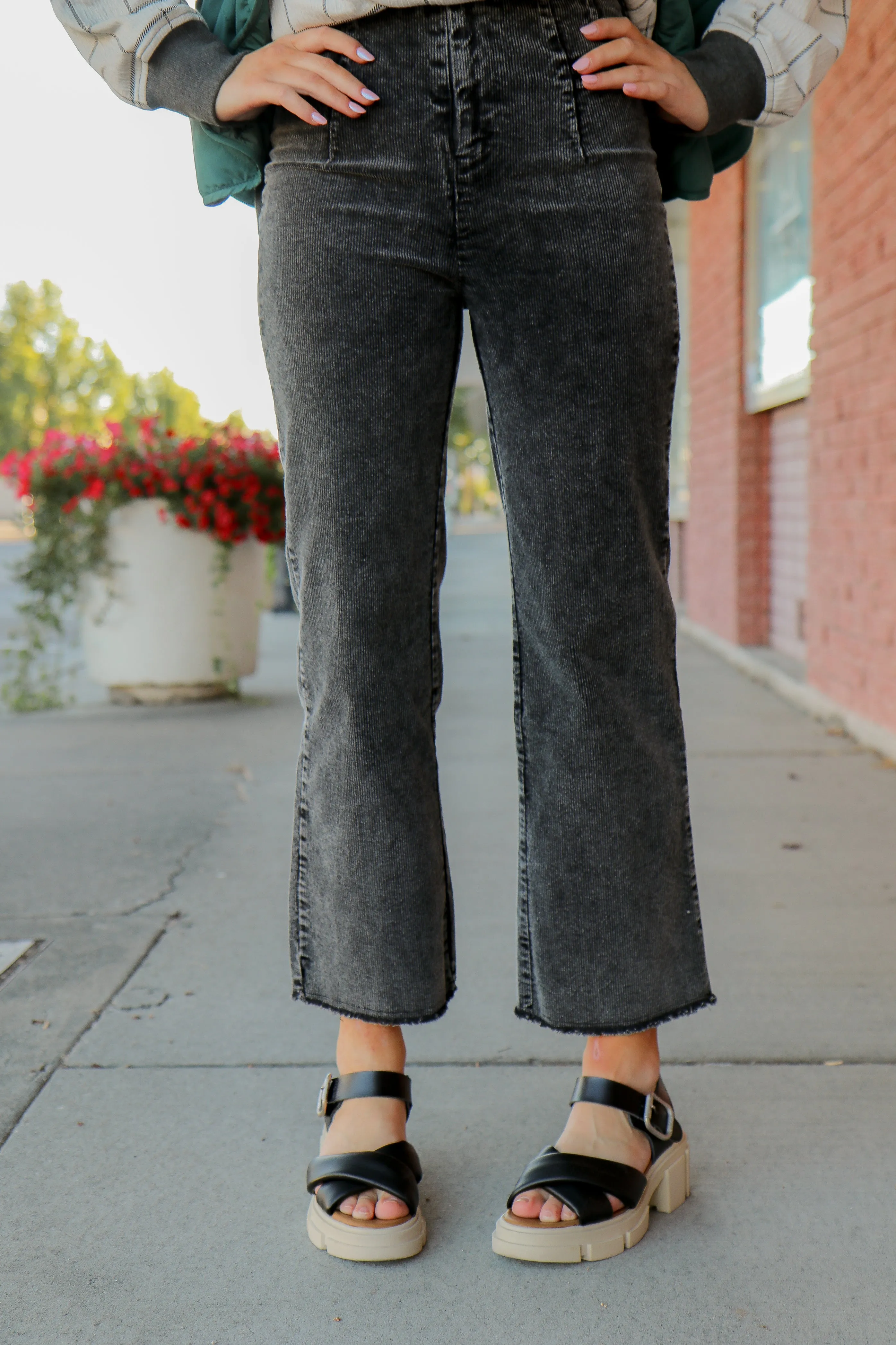 Corduroy Pants with Raw Hemline