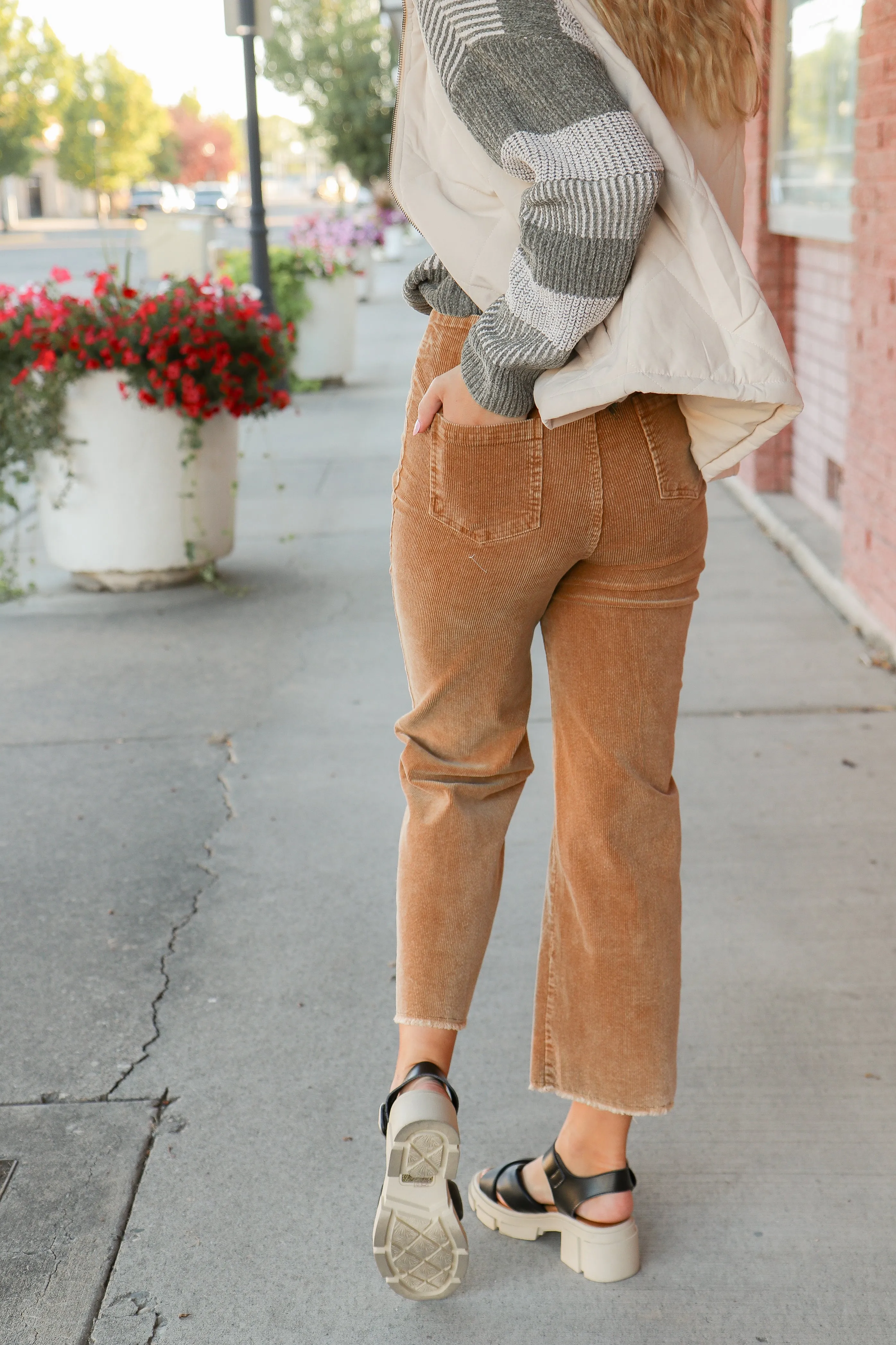 Corduroy Pants with Raw Hemline