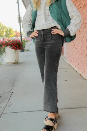 Corduroy Pants with Raw Hemline