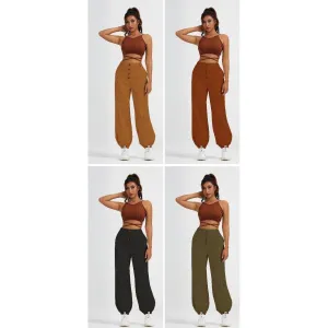 Cotton Linen Wide Leg Palazzo Pants.
