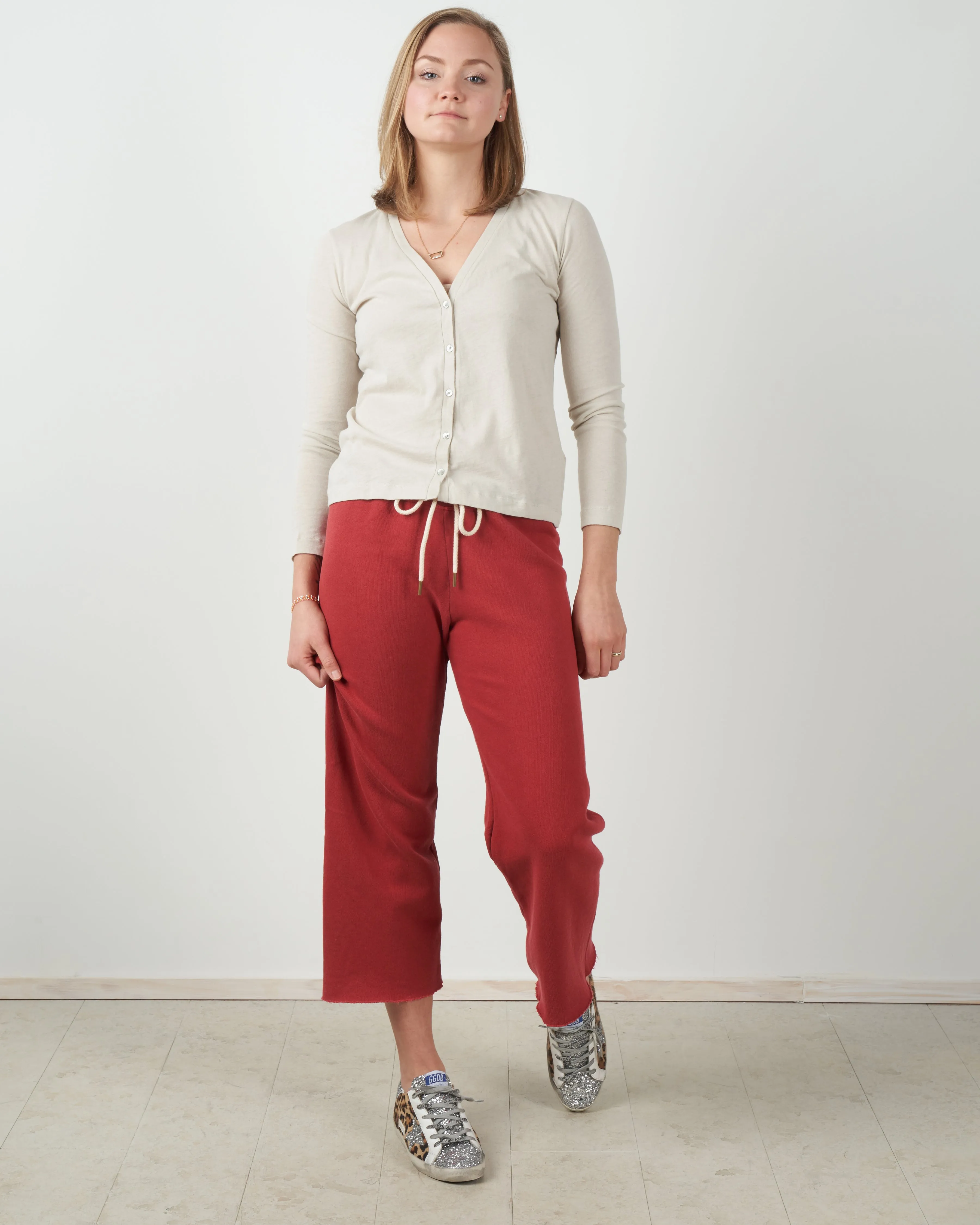 cotton/cashmere v-neck cardigan - grege