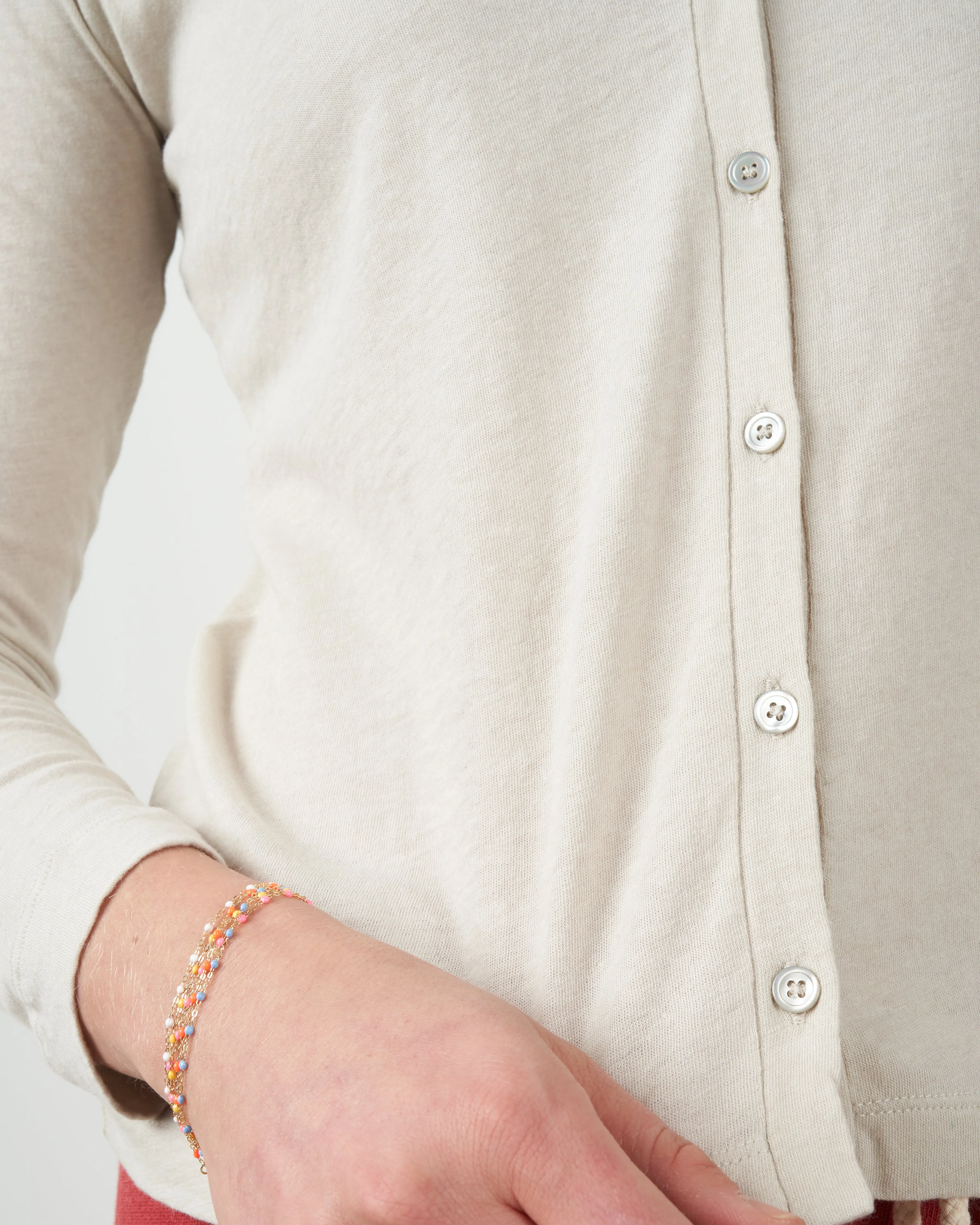 cotton/cashmere v-neck cardigan - grege