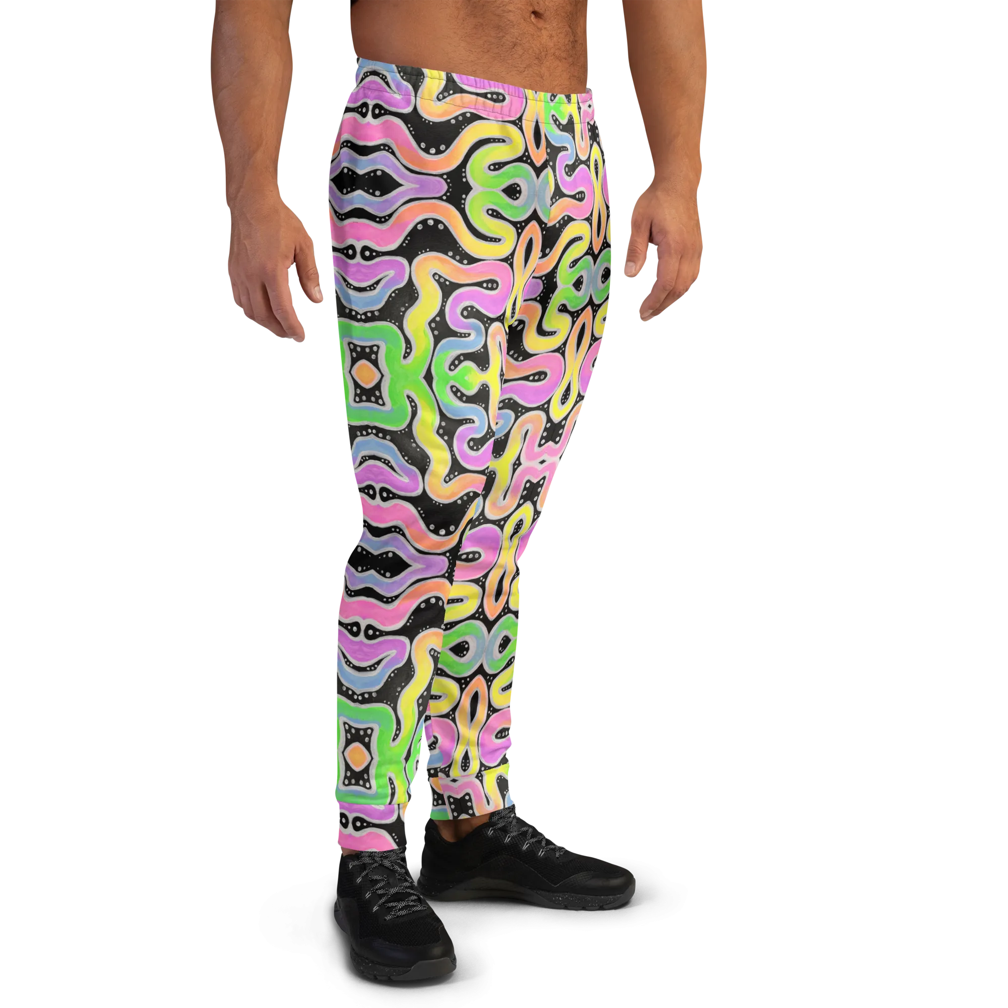 Cozy Slim Fit Joggers- "Neon Spaghetti" Design
