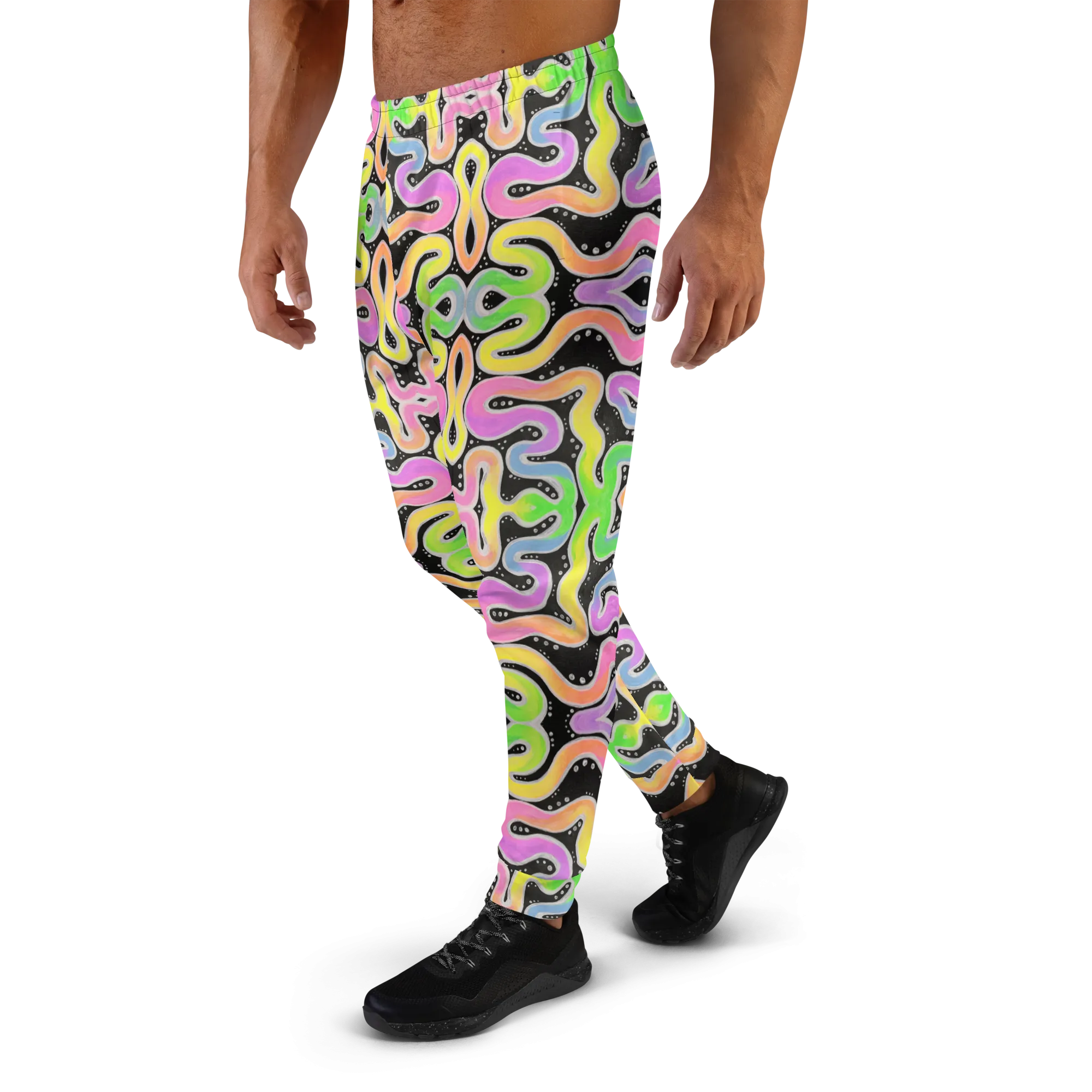Cozy Slim Fit Joggers- "Neon Spaghetti" Design