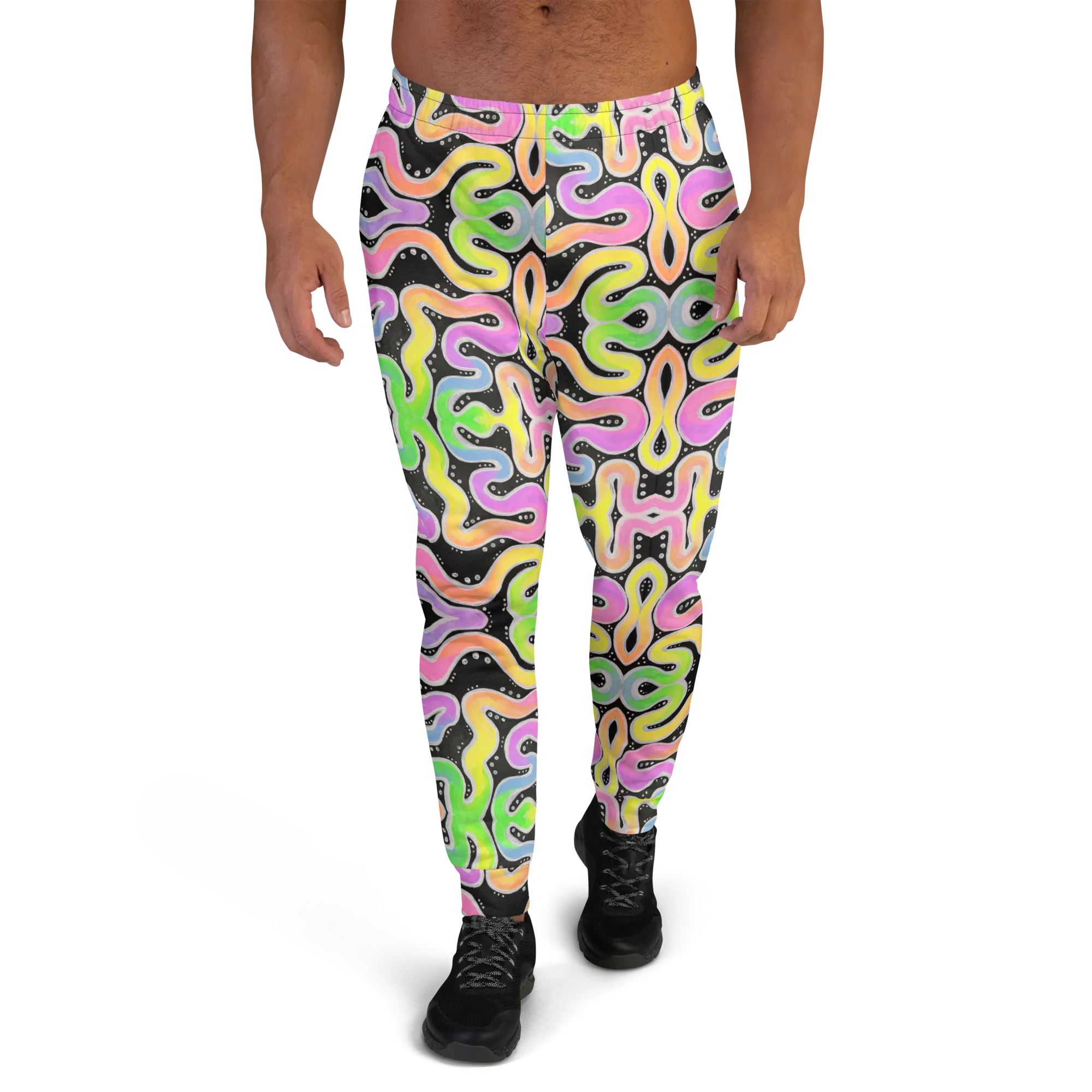 Cozy Slim Fit Joggers- "Neon Spaghetti" Design