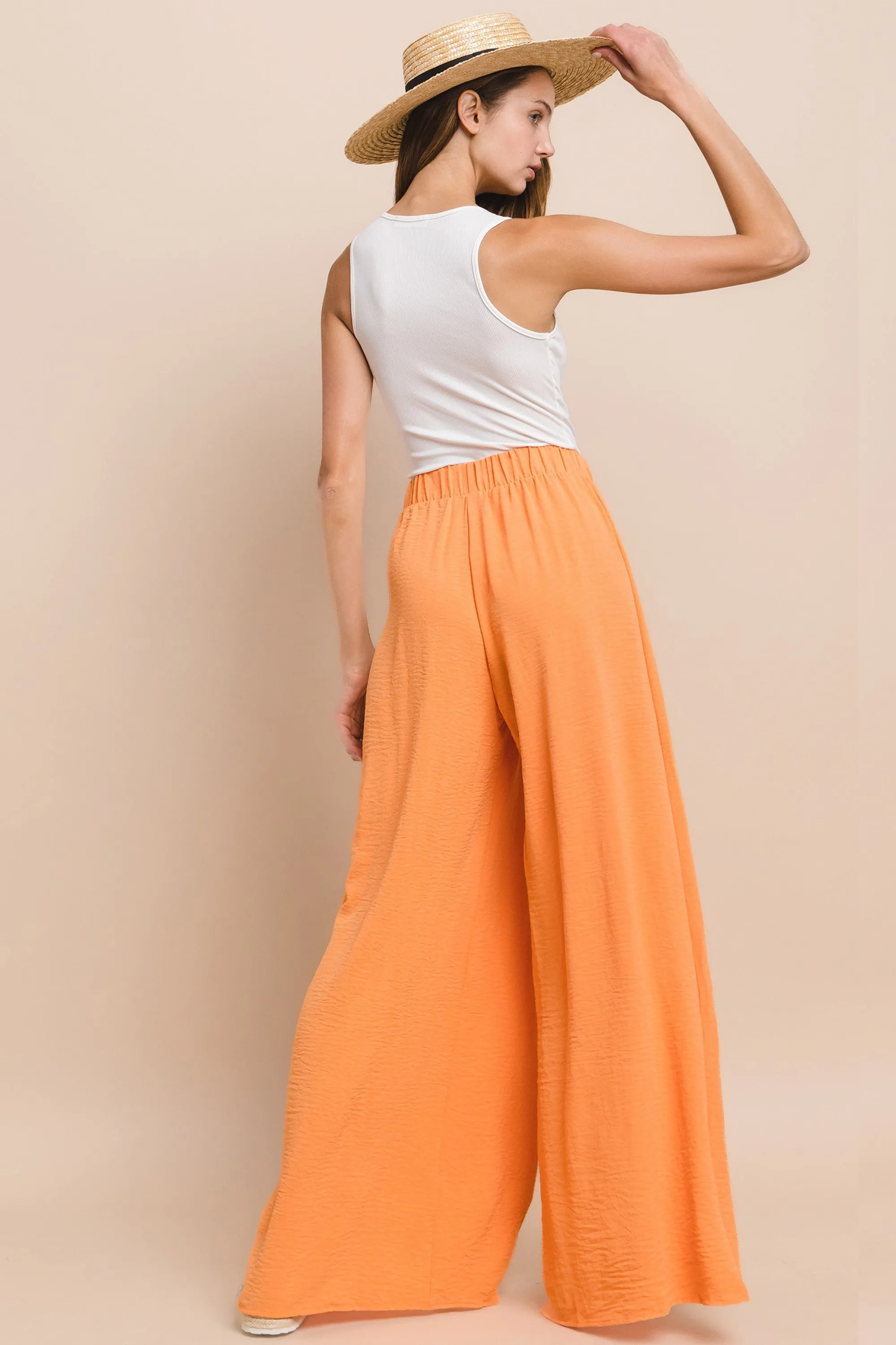 CREPE WOVEN SPLIT LEG PALAZZO PANTS W2327PF
