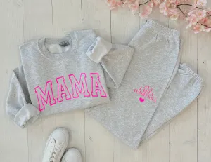 Customized Light Gray Sweatset for New Mom