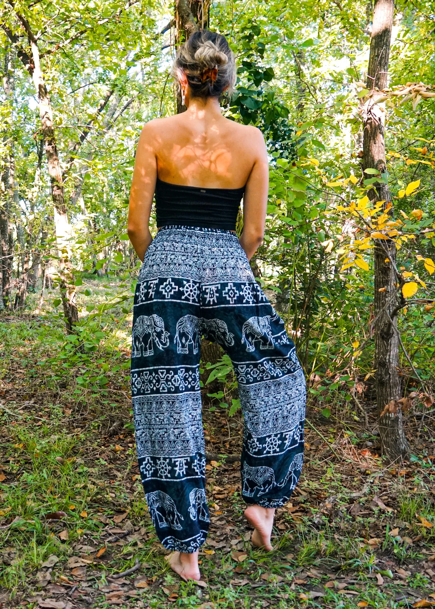 Dark Blue Marble Elephant Harem Pants
